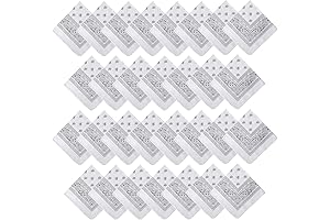Bandanas for Tie Dyeing: 30 Pcs White Paisley Bandanas Bulk