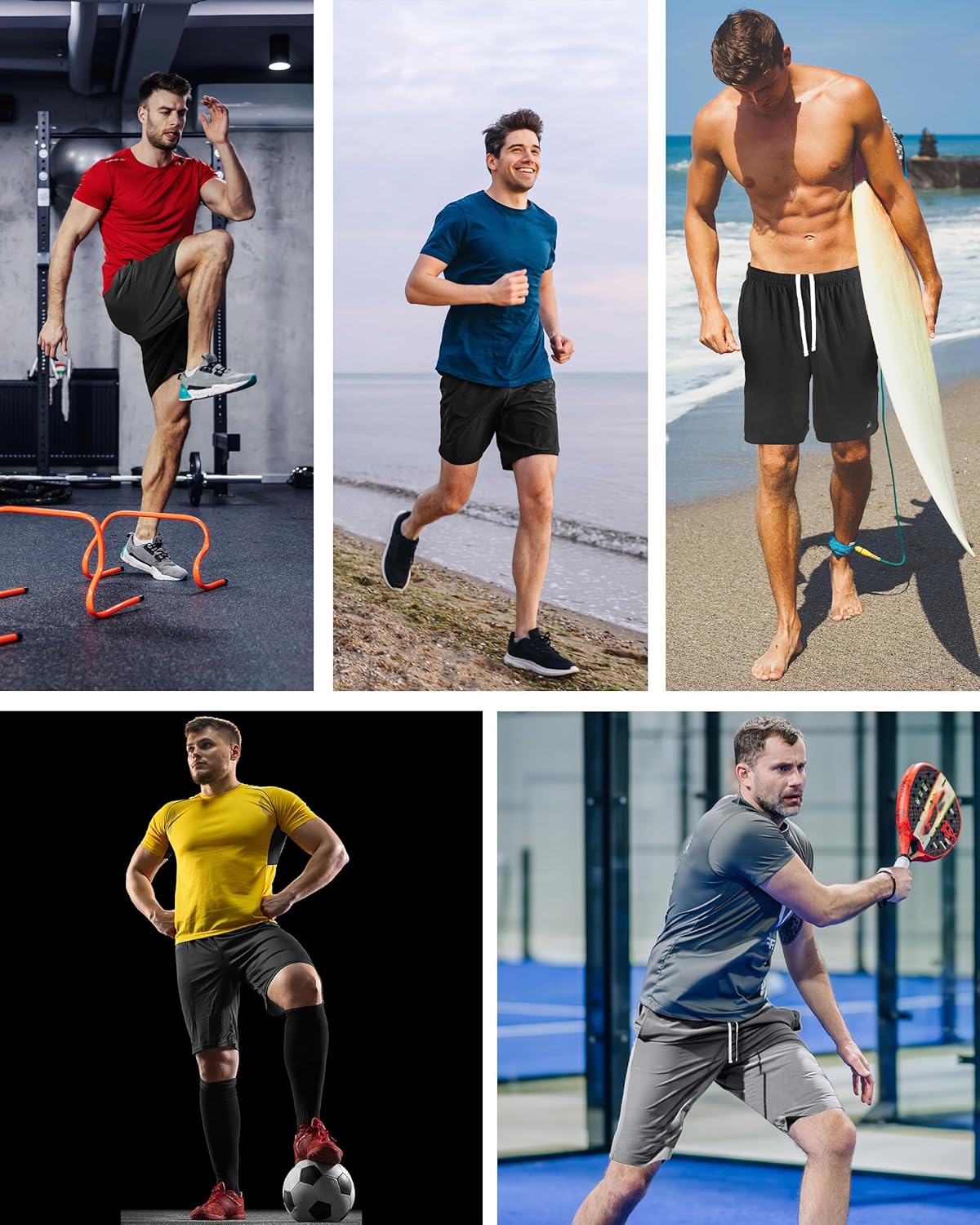 NY Threads 5 Pack Men's Athletic Shorts Quick Dry Loose-Fit Lightweight Running Workout Gym Shorts with Pockets - Image 5