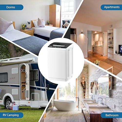 Miniatura 8 de Haddockway Lavadora portátil, lavadora compacta de ahorro de energía, lavadora de carga superior de 1.77 pies cúbicos, 10 programas, 5 niveles de