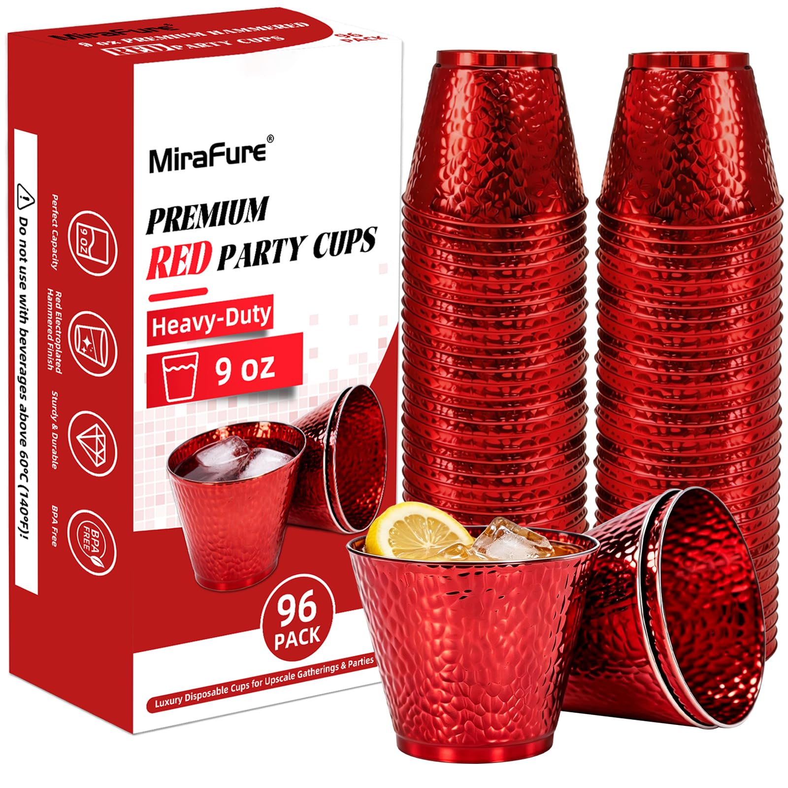 96-Pack Gold Hammered Plastic Party Cups 9oz, BPA-Free Leakproof Disposable Cups, Premium Elegant Drinkware for Weddings Birthdays Holidays Gatherings — Amazon image 8