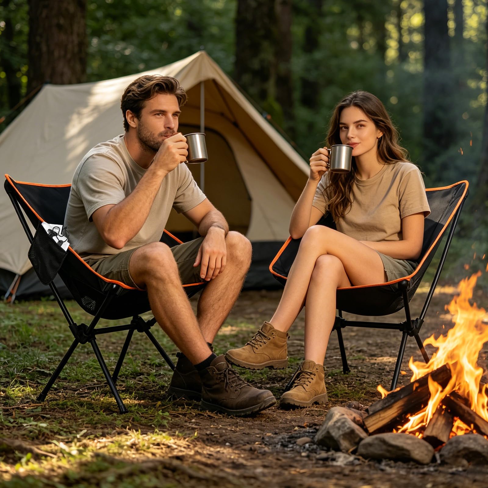Chaises de Camping Pliantes Portable, Compacte Ultra Légère et Portable Chaise de Camping Pliable avec Sac de Transport pour Pique-Nique, Camping, Pêche, Randonnée, Extérieur
