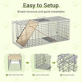 ZENY Live Animal Cage Trap 32 X 12.5 X 12 w/Iron Door Steel Cage Catch Release Humane Rodent Cage for Rabbits, Stray Cat, Squirrel, Raccoon, Mole, Gopher, Chicken, Opossum, Skunk & Chipmunks