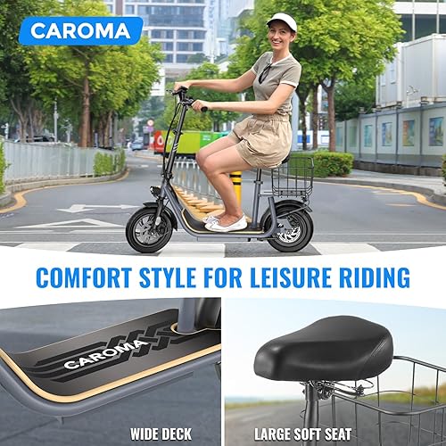 Miniatura 56 de Caroma Electric Scooter with Seat, Max 30 Miles Range&20MPH Speed, Peak 800/1200W Motor, Foldable Electric Scooter for Adults and Teens, Commuter E