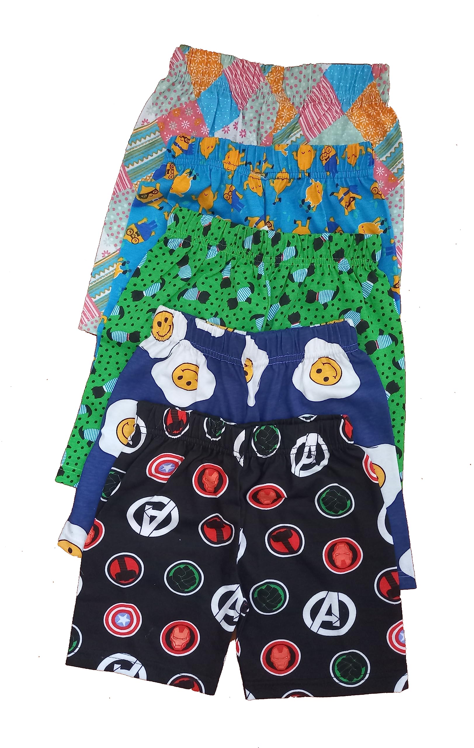 SBN Newlifestyle Boys Printed Cotton Half Sleeve Regular Fit Casual Shorts Set of 5 PCS