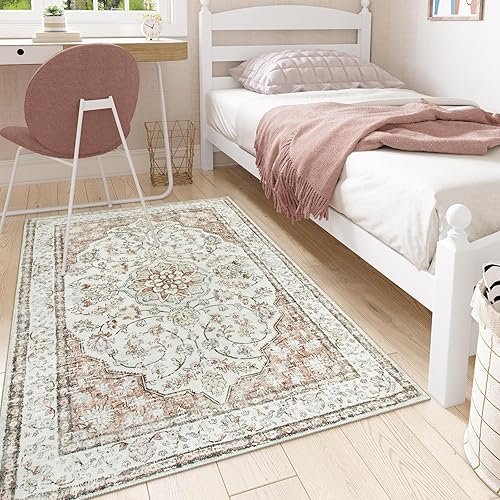 Miniatura 47 de Lahome Alfombras orientales lavables de 3 x 5 pies, antideslizantes, ultrafinas, suaves, de estilo bohemio para dormitorio, alfombra tradicional