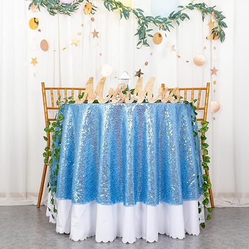 Miniatura 5 de ShinyBeauty Mantel rectangular de Acción de Gracias de 50 x 80 pulgadas, color azul bebé, mantel de lentejuelas de 50 x 80 pulgadas, decoración de