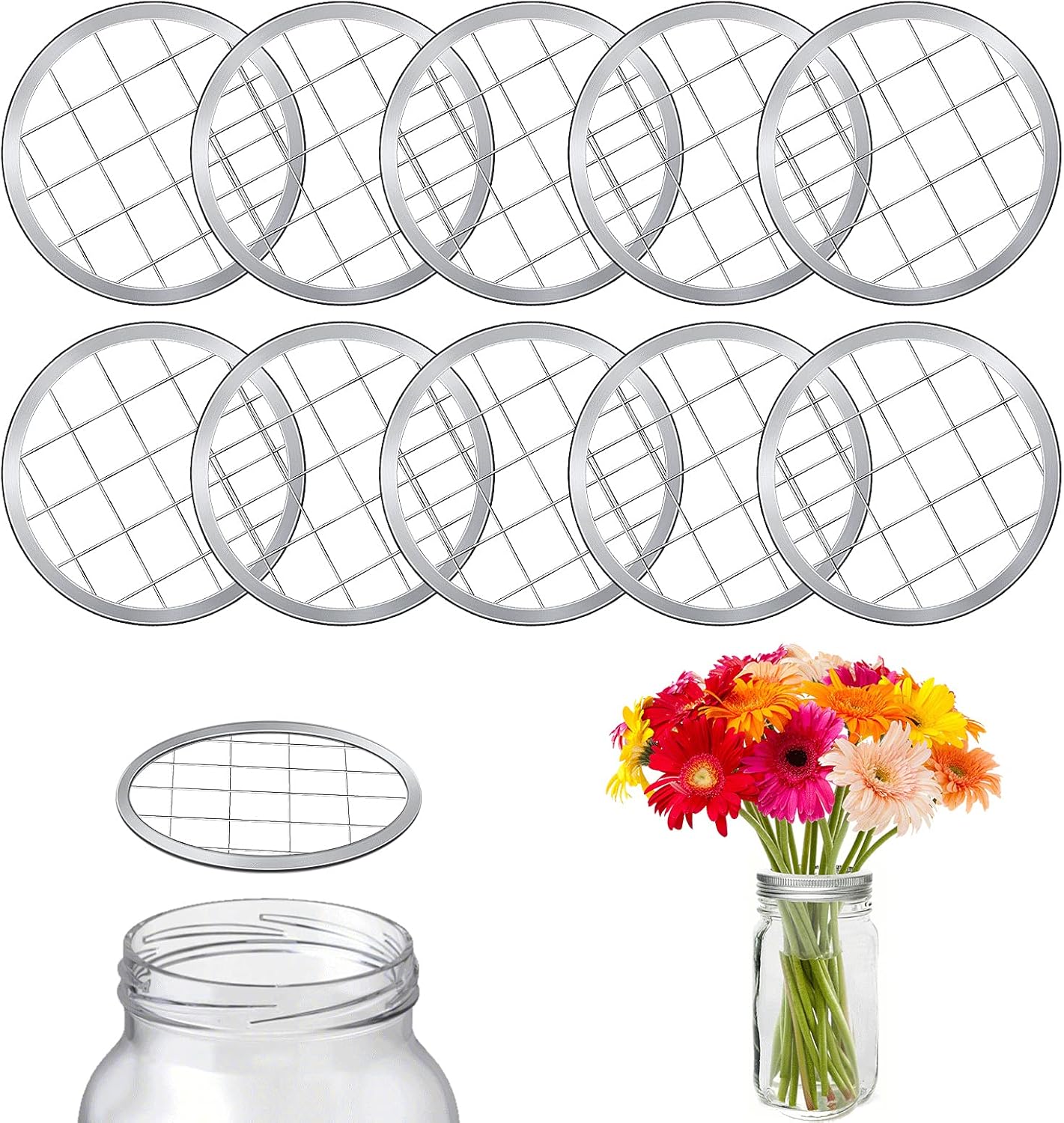 AIEX 12pcs Mason Jar Frog Lid Inserts Flower Glass Bottle Covers Flower