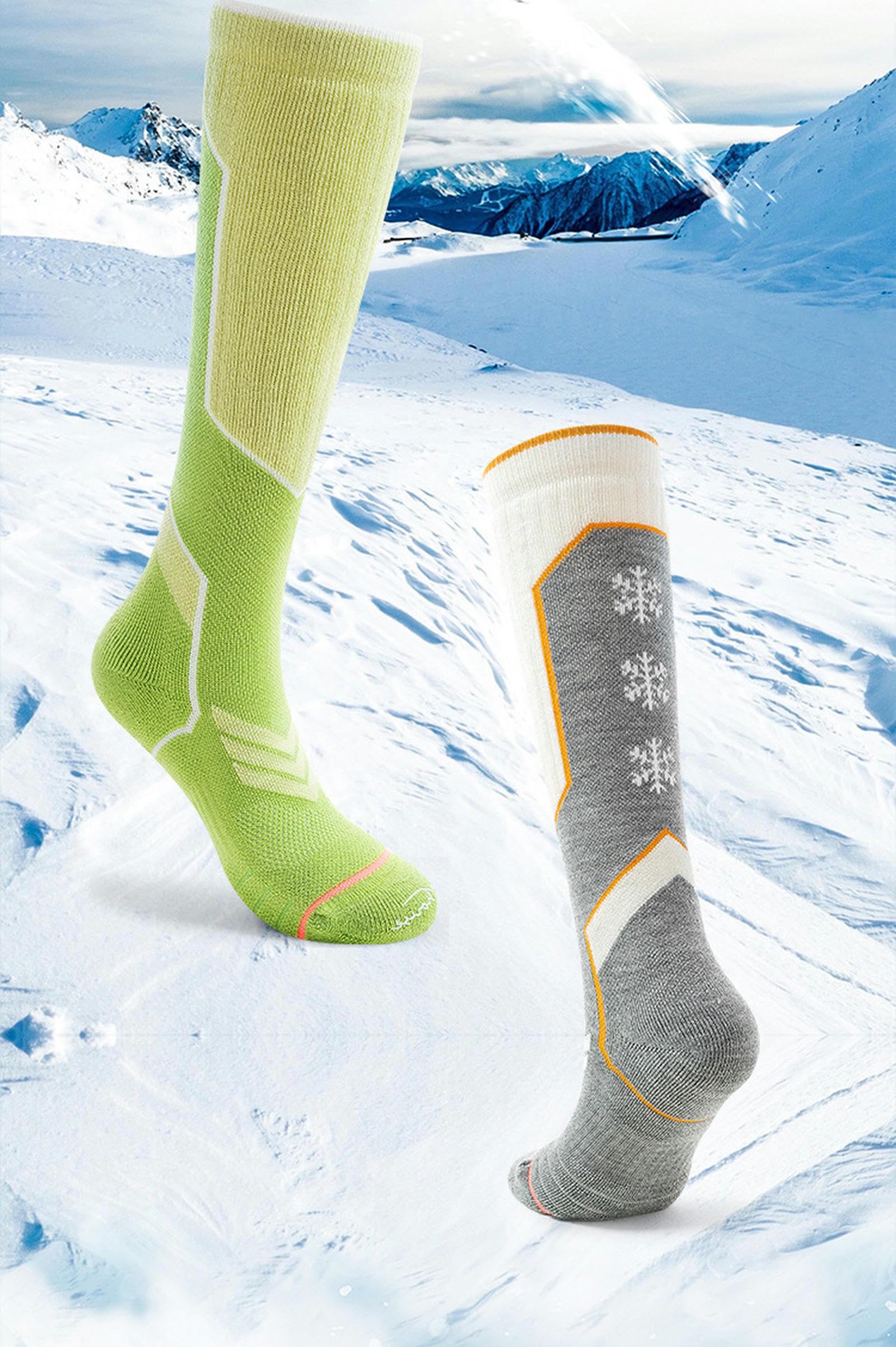 Chaussettes Chaussettes De Ski Chaude Épaisses À Haut Niveau pour Femmes Chaussettes De Sport-Vert