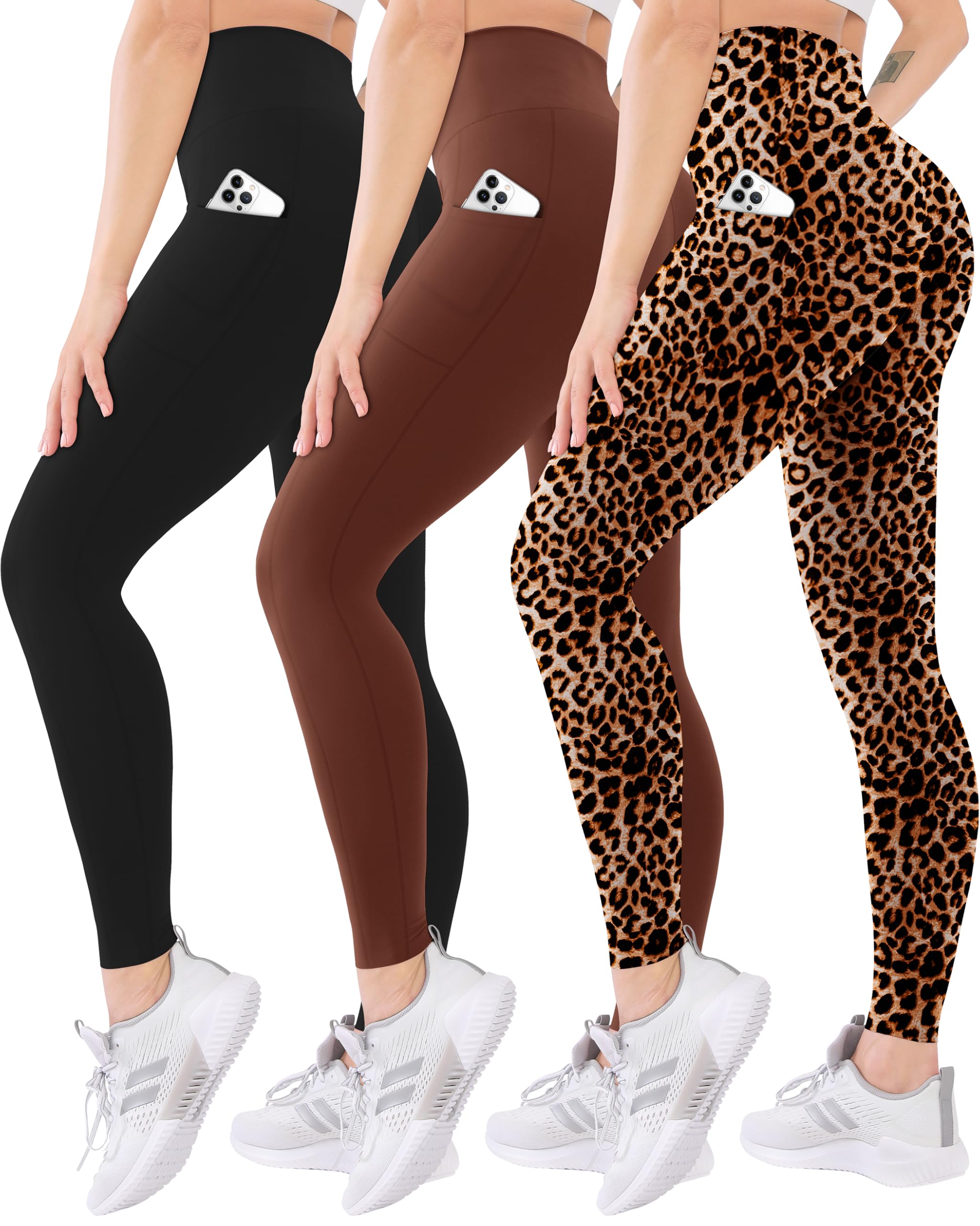 3 Pack High Waisted Leggings for Women with Pockets Soft Active Compression Pants for Yoga Running & Daily Wear