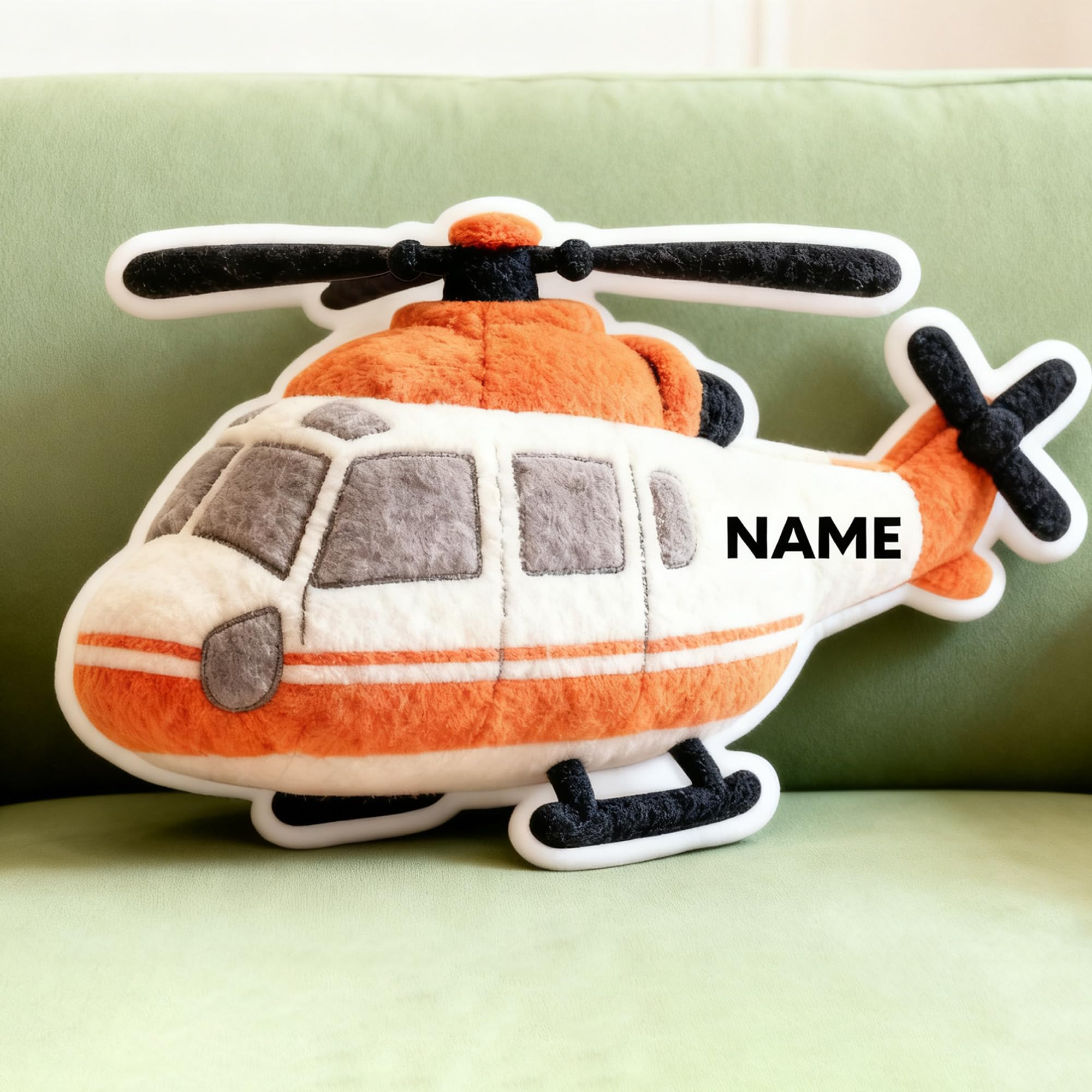 JLSKCN Custom Helicopter Shaped Pillow Cute Personalised Name Plush Doll, Double-Sided Construction Engineering Vehicle Pillow for Kids, Birthday gifts for Boys and Girls Sofa Decorative Pillows