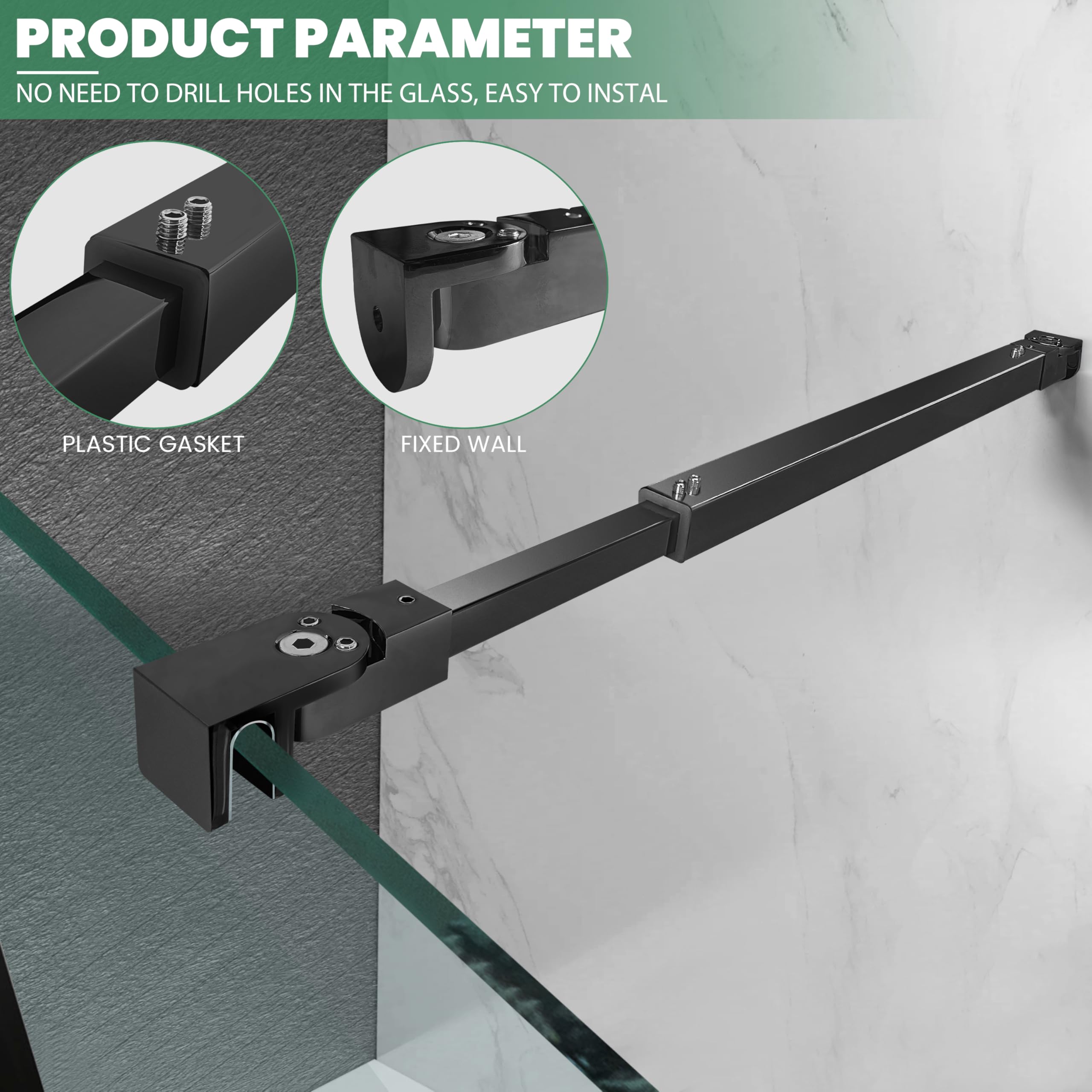 Solid Brass Wall To Glass Support Bar For 8-12mm Thick Tempered Glass Door Connector - View #9