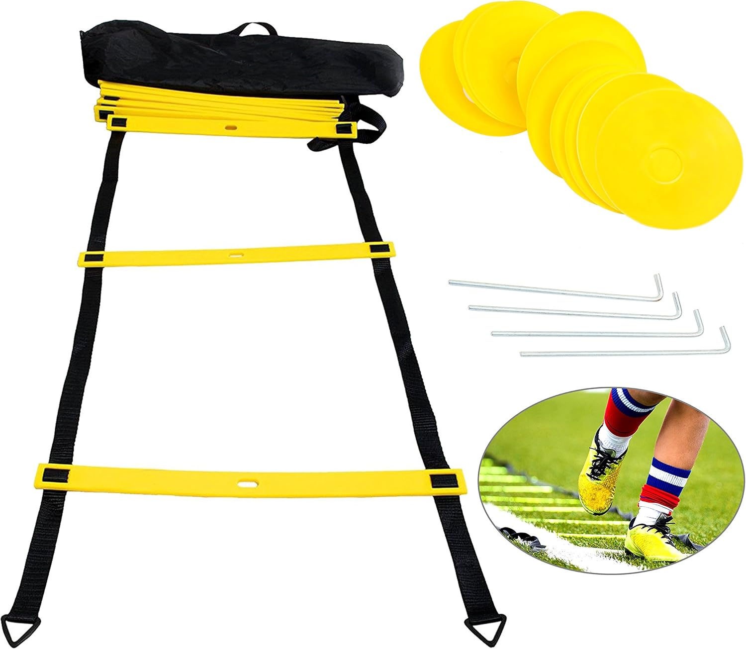 YaeTek Premium Agility Ladder and Cones 10 Field Cones