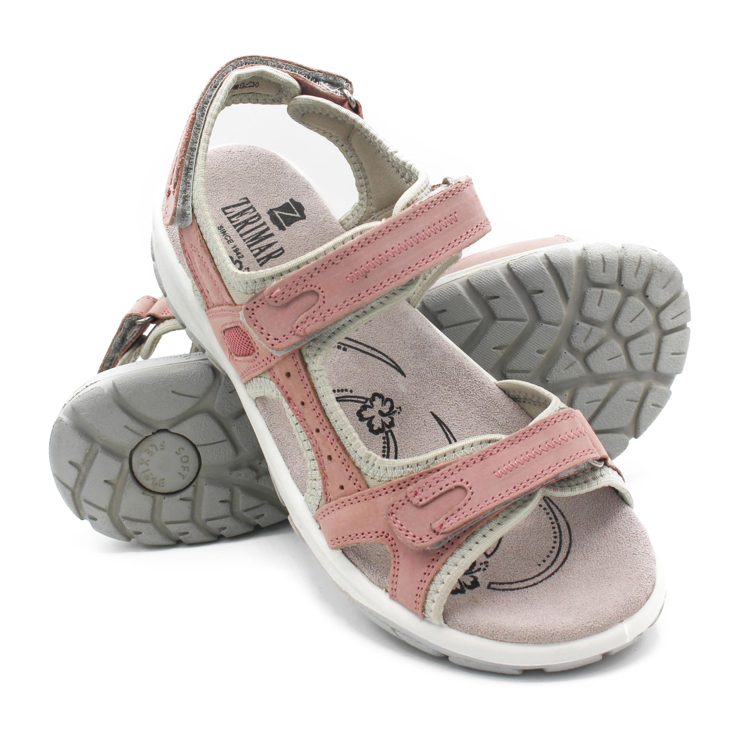 Zerimar Sandalia de Mujer de Trekking | Cierre de Velcro | Sandalias Cómodas | Suela de Goma Antideslizante | Correas Ajustables | Forro Interior de Piel | Altura del Tacón 2 cm