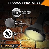 Vista 2 de Ciata 15" Luz de Inundación de Seguridad para Exteriores de 1 Cabeza con Cuerpo de Aluminio Fundido Resistente 150W PAR38 con Resistencia a la Negro