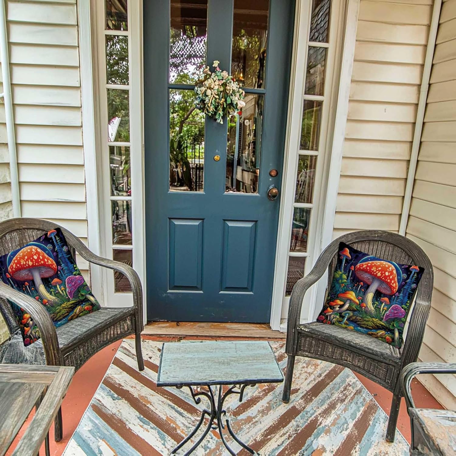 Mushroom Throw Pillow Covers 18x18 Set of 2, Hippie Decorative Square Cushion Cases for Sofa and Couch, All Seasons Pillowcases for Living and Bed Room - Image 4