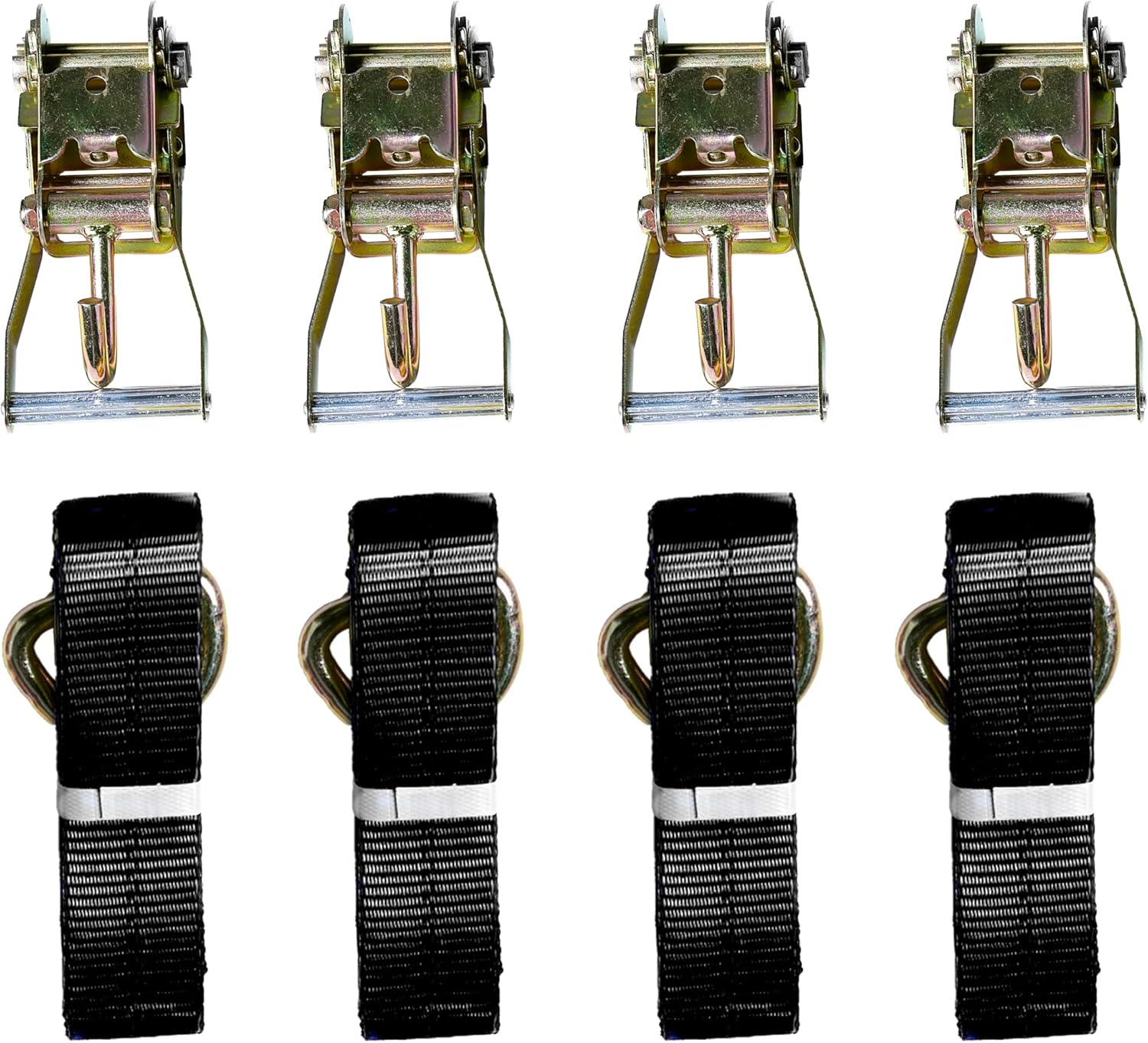 12pc Combo Lasso Wheel Axle Lift Straps 2" Ratchets J Finger Hooks Tow Truck Secure Tie Down Flat Bed- Black