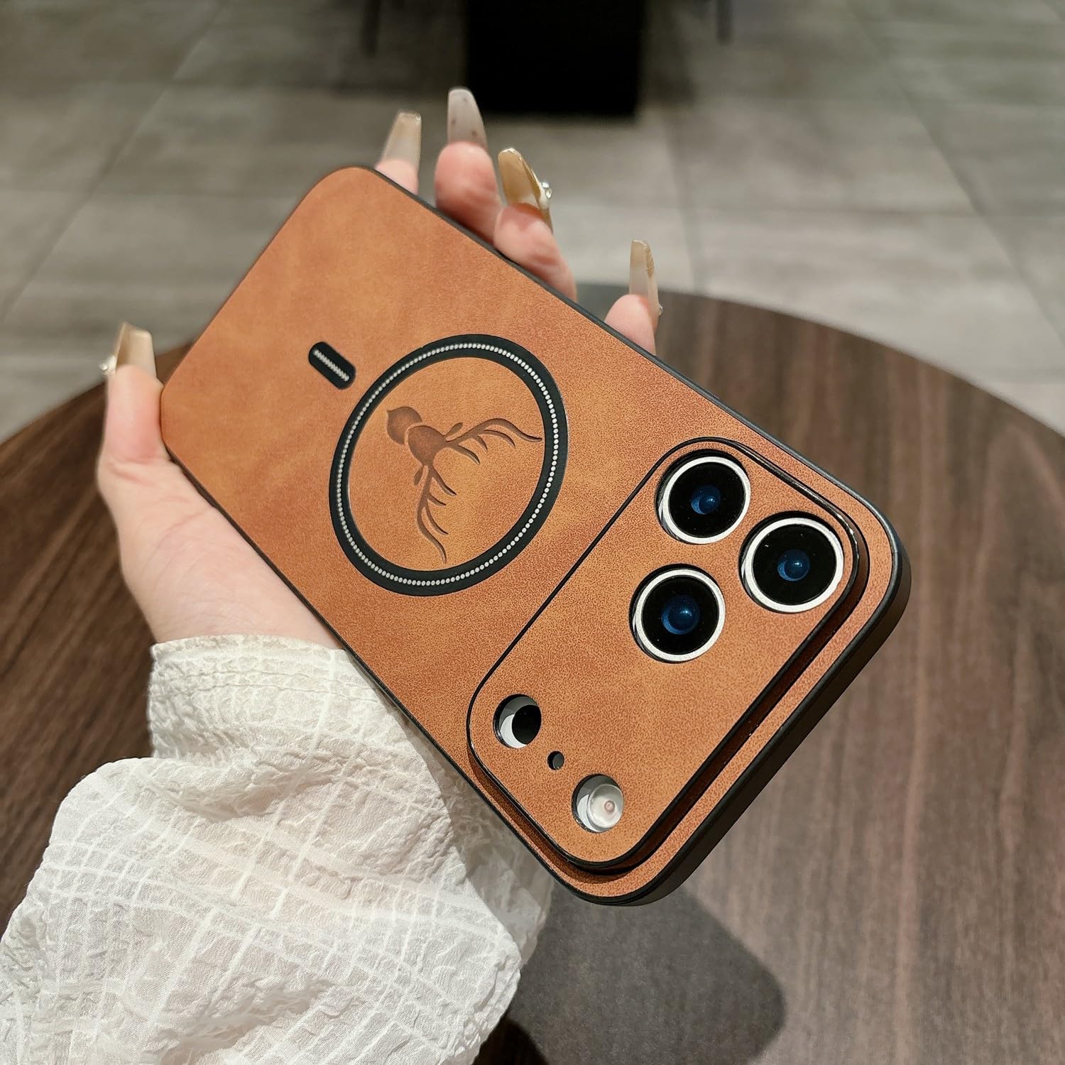 Coque arrière en cuir pour iPhone 17 Pro magnétique mode et bureau