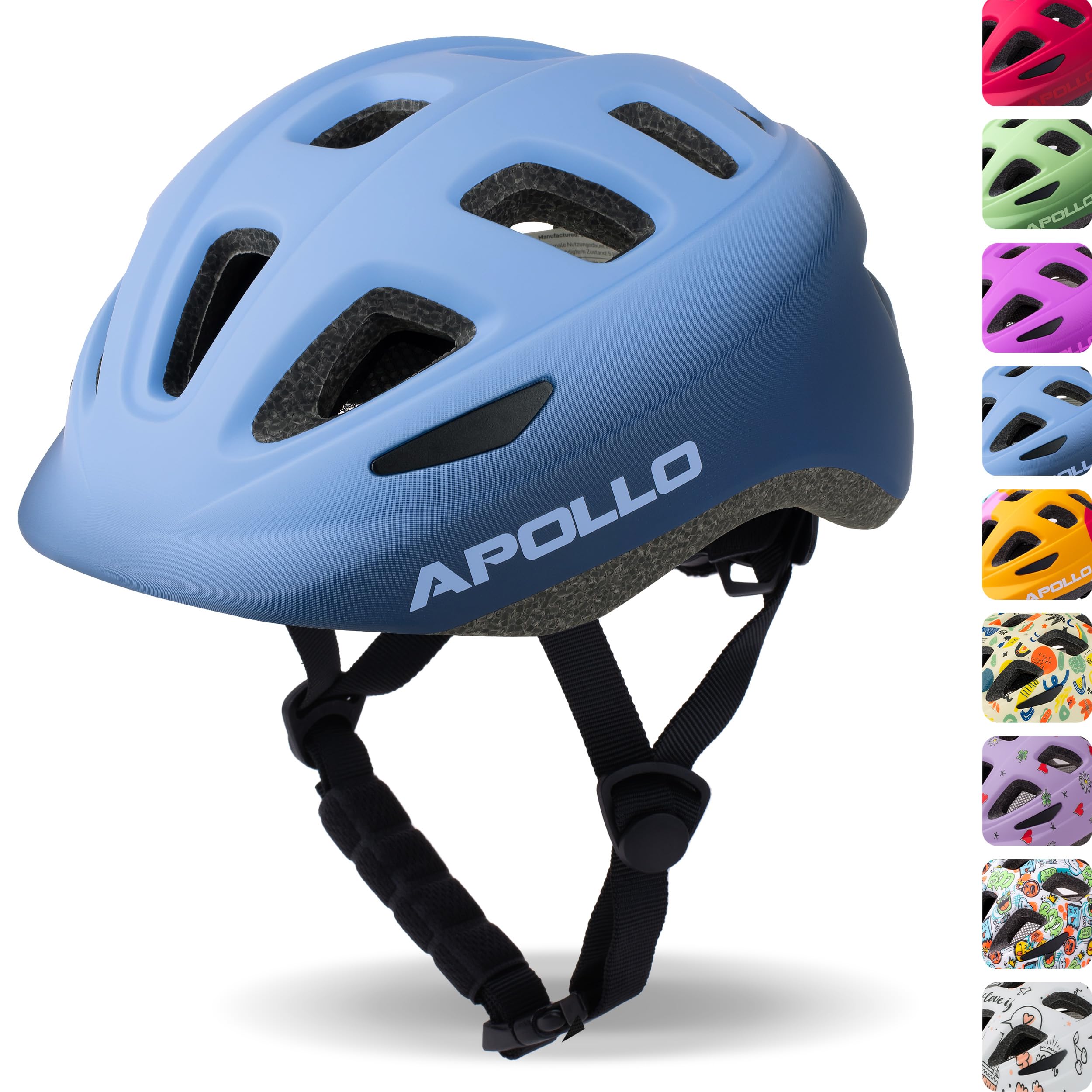 Apollo Kids Bicycle Helmet, Helmet for Kids & Teens, Multi Sports Helmet, Girl Bicycle Helmet, Boy Bicycle Helmet, Child Helmet from 3 Years, Adjustable Children's Helmet Sports & Outdoors