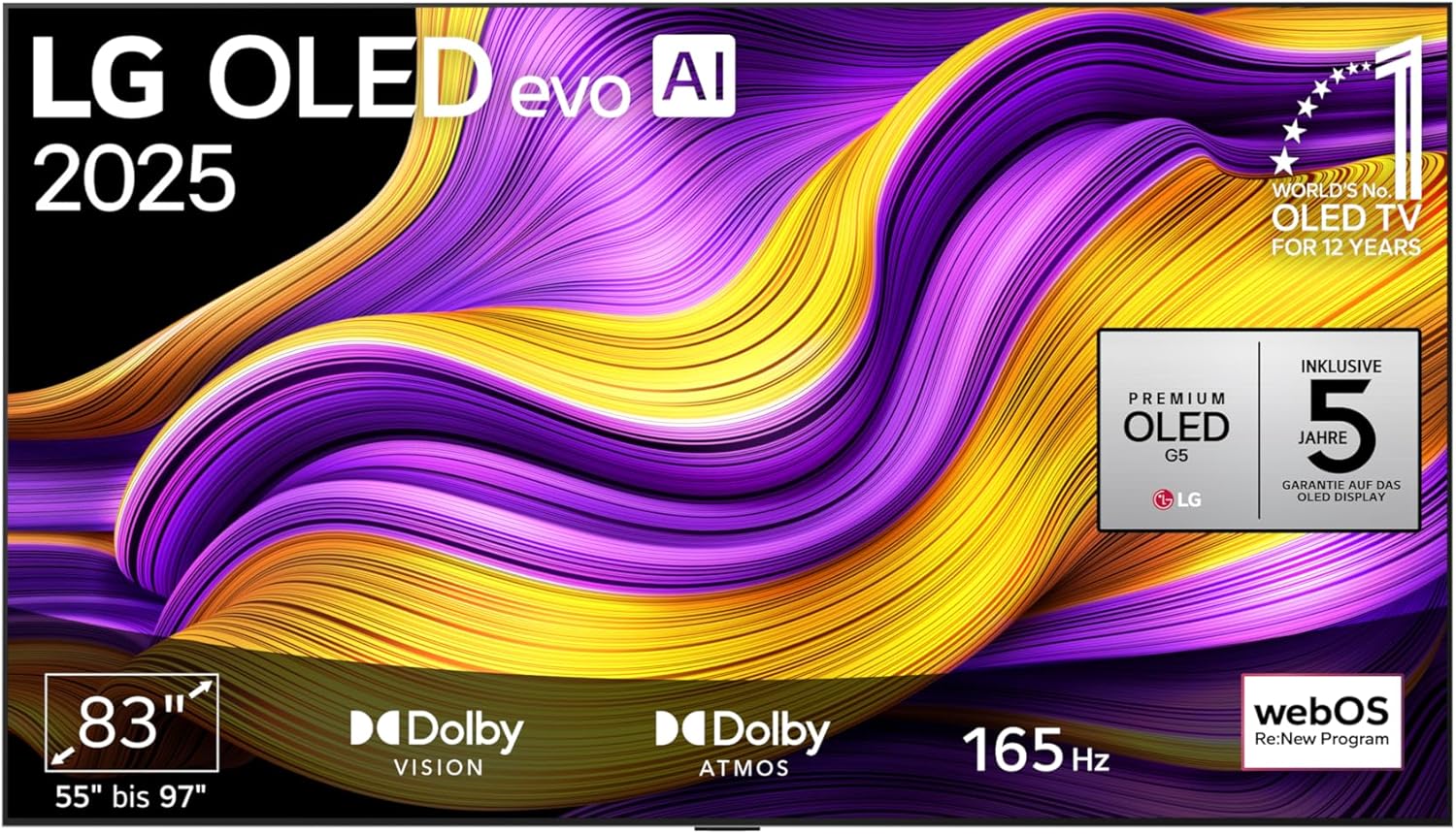 LG OLED83G5 83" 4K OLED evo Gallery Edition (2025)