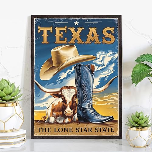Pera Print Póster de Texas, póster de viaje de estilo retro de Texas, impresión artística de Texas, decoración de arte de pared, póster vintage de