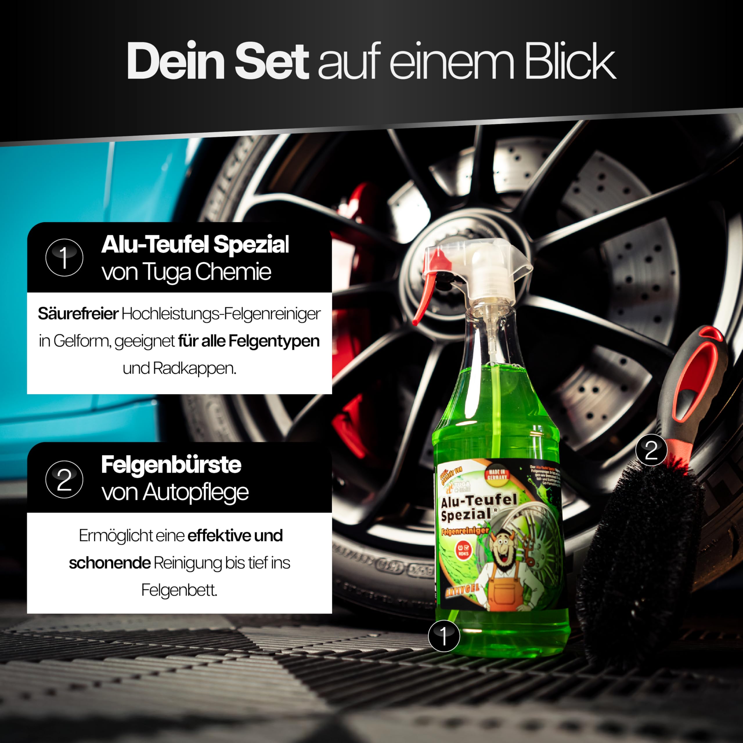 TUGA ALU TEUFEL SPEZIAL Felgenreiniger Aktiv Power Gel Säurefrei Grün 4x Liter e