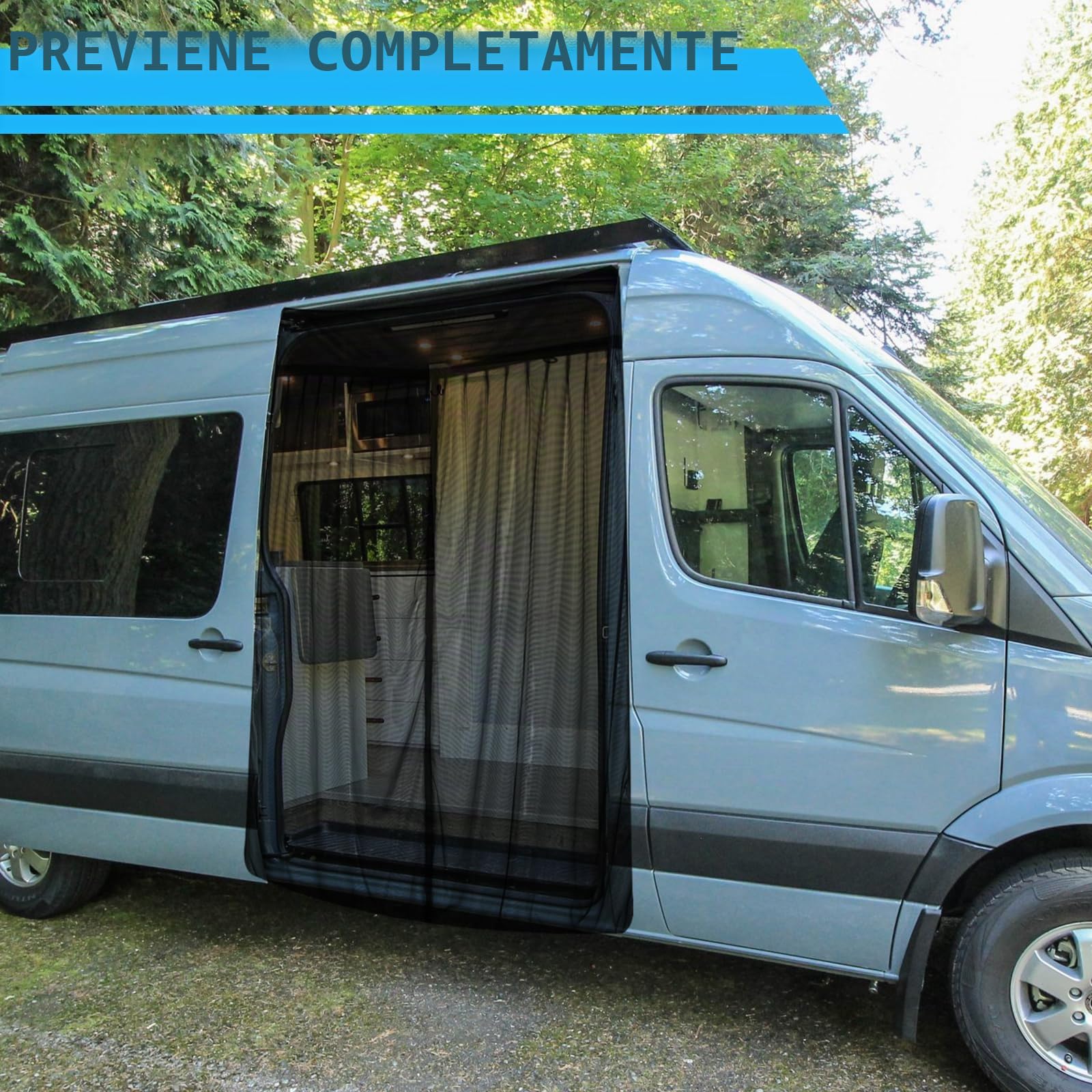 ZWPARTS Mosquitera Magnética para Autocaravanas, Mosquitera para Furgoneta para Puerta Trasera, Personalizada para Viano, Vito, Renault Trafic, Mosquitera con Cremallera en Puerta Central