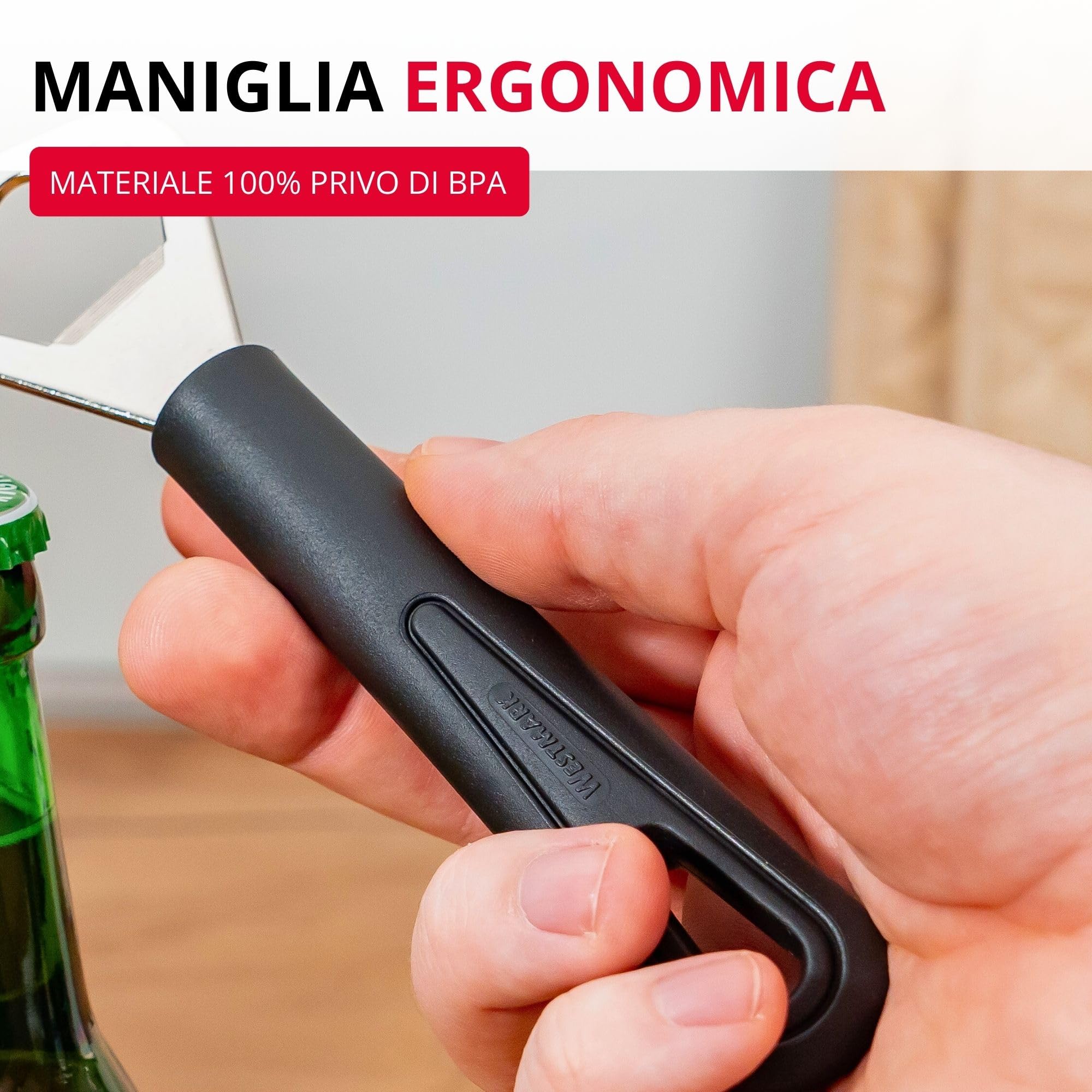 Westmark Apribottiglie, Lunghezza: 17 cm, Acciaio/Plastica, Gentle, Nero, 28082270