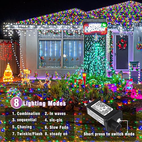 Miniatura 2 de 200 luces LED de Navidad de 66 pies para exteriores, tira de luces de Navidad enchufables para interiores, impermeable, 8 modos y función de