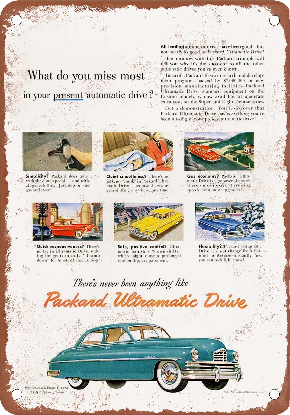 Miaomansenstore Metal Sign - 1950 Packard Vintage Ad 03 - Old Retro Rusty Look Home Decor