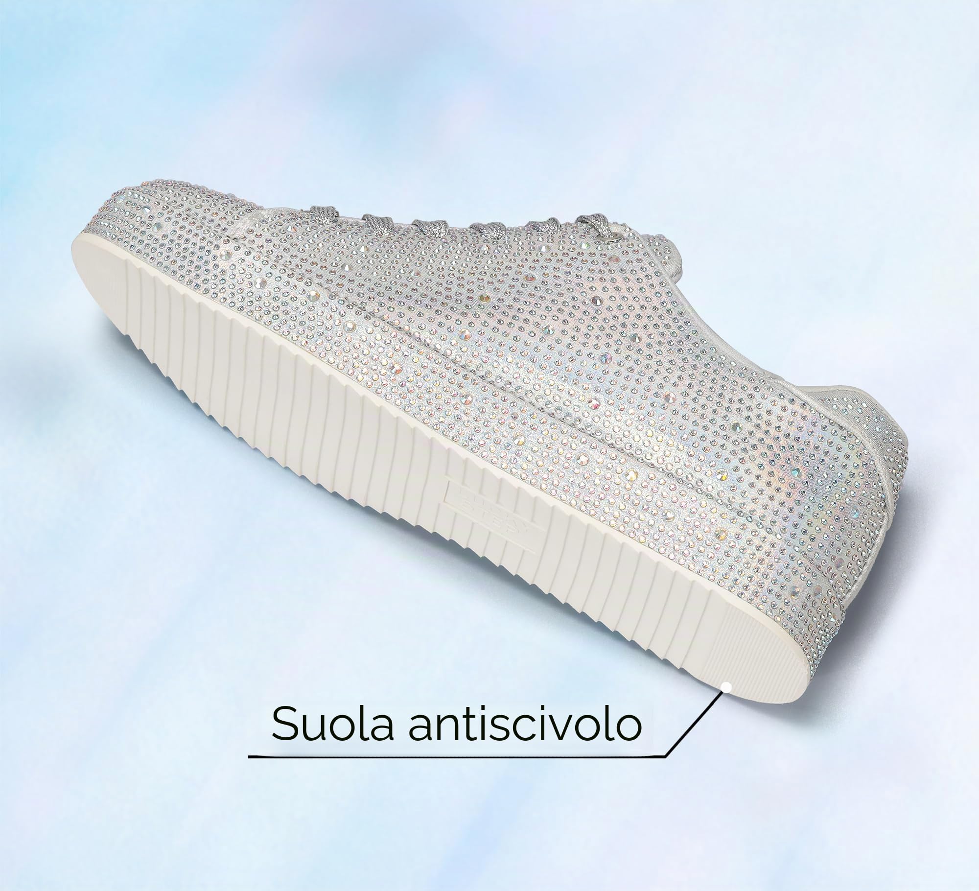 LUCKY STEP Sneakers da Donna con Platform e Strass | Scarpe da Sposa da Sposa