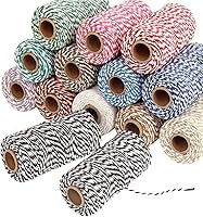 Vista 4 de Forart Cuerda de Navidad Hilo de cocina a rayas, cuerda de yute natural, cuerda de algodón para envolver regalos, manualidades, jardinería, 328.1 ft