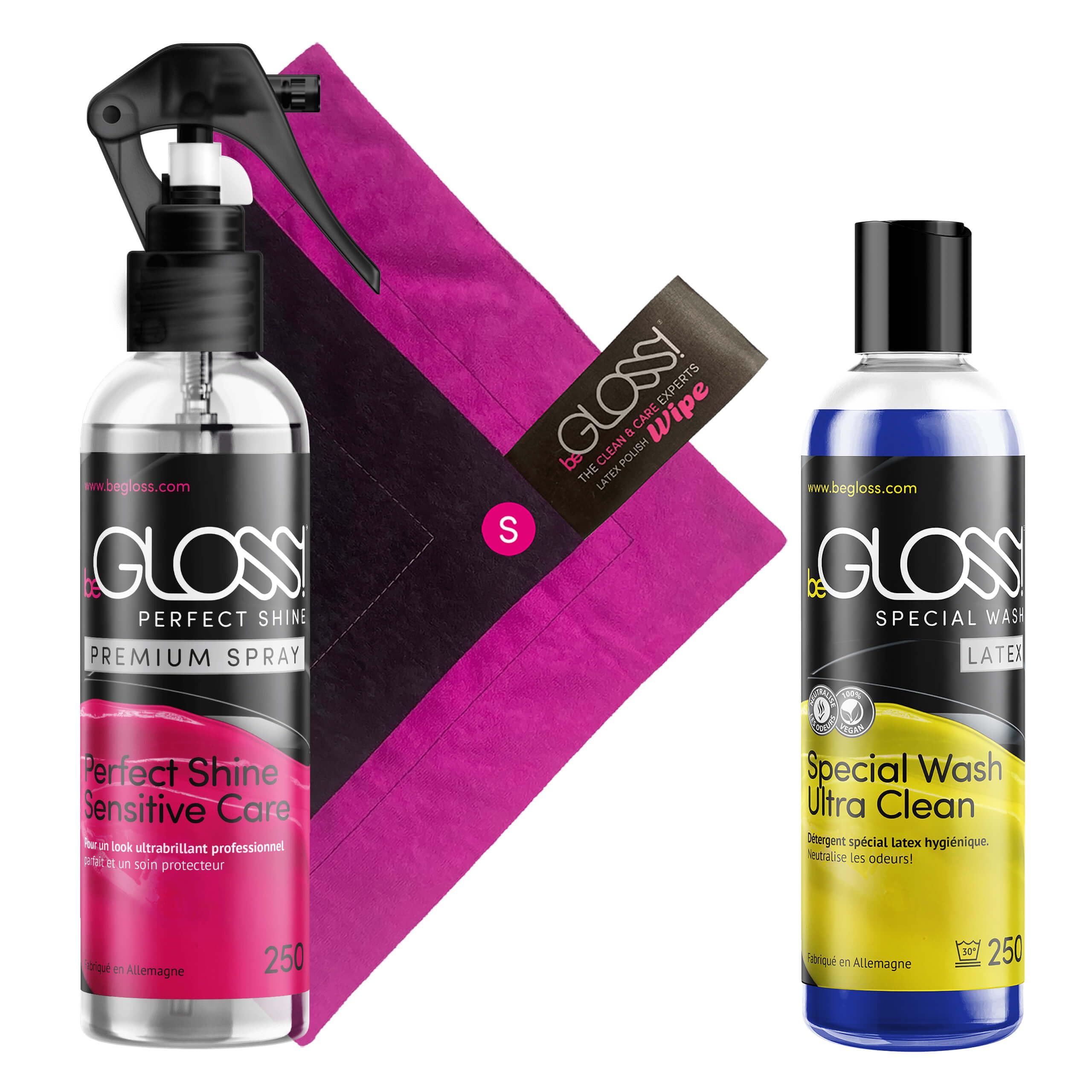 Latex Care KIT 250 - Perfect SHINE PREMIUM SPRAY - Special WASH LATEX - WIPE S