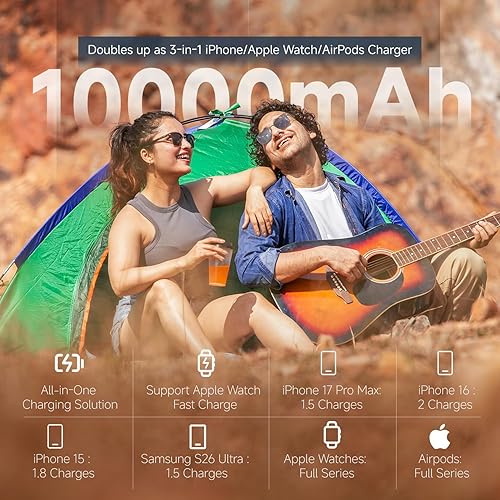 Miniatura 3 de Banco de energía magnético para iPhone, 10000 mAh para batería Magsafe, cargador portátil con tecnología Qi2 rápida de 15 W, soporte, pantalla LED,