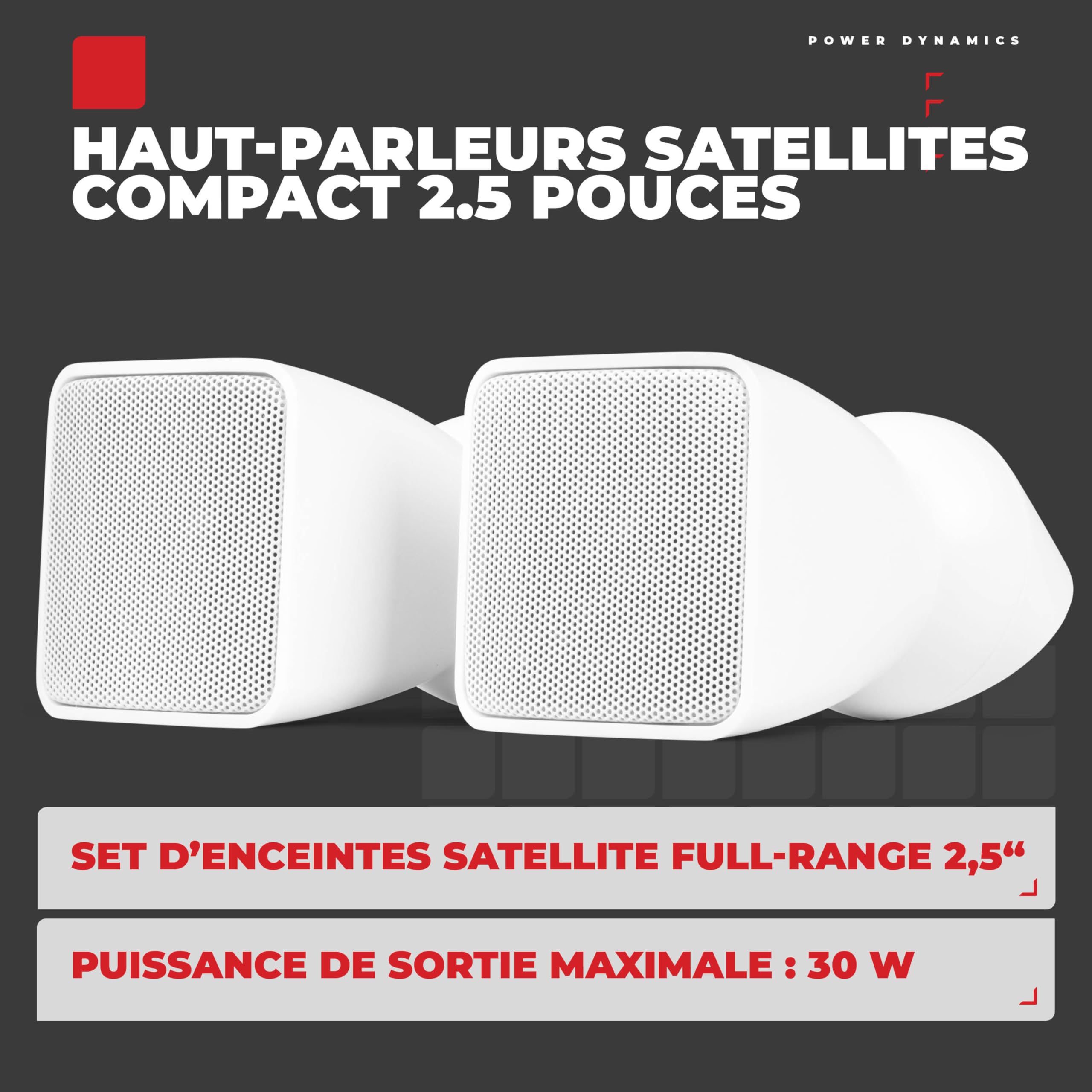 Power Dynamics BSX30W - Paire d'Enceintes murales 100V 30W 2,5″ avec Support orientable - Sonorisation commerces, Bureaux & espaces publics | Blanche