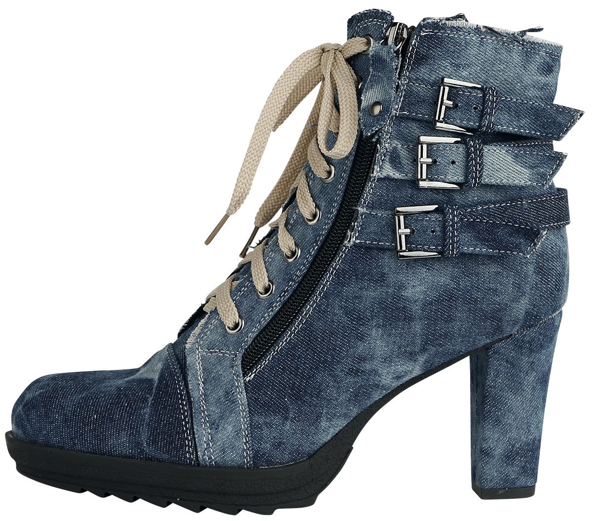 Rock Rebel by EMP Damen blaue High-Heels aus Jeans-Stoff im Used-Look