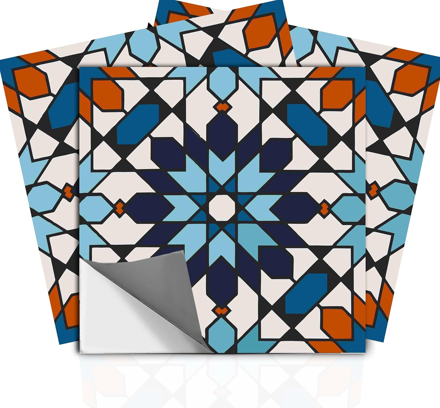 Bleucoin Tanjore Peel and Stick Tile Stickers Vinyl Self-Adhesive Backsplash for Kitchen & Bathroom Water-Resistant & Removable Tile Decals for Instant Makeover (Pack of 44) (4.25" x 4.25" Inches)