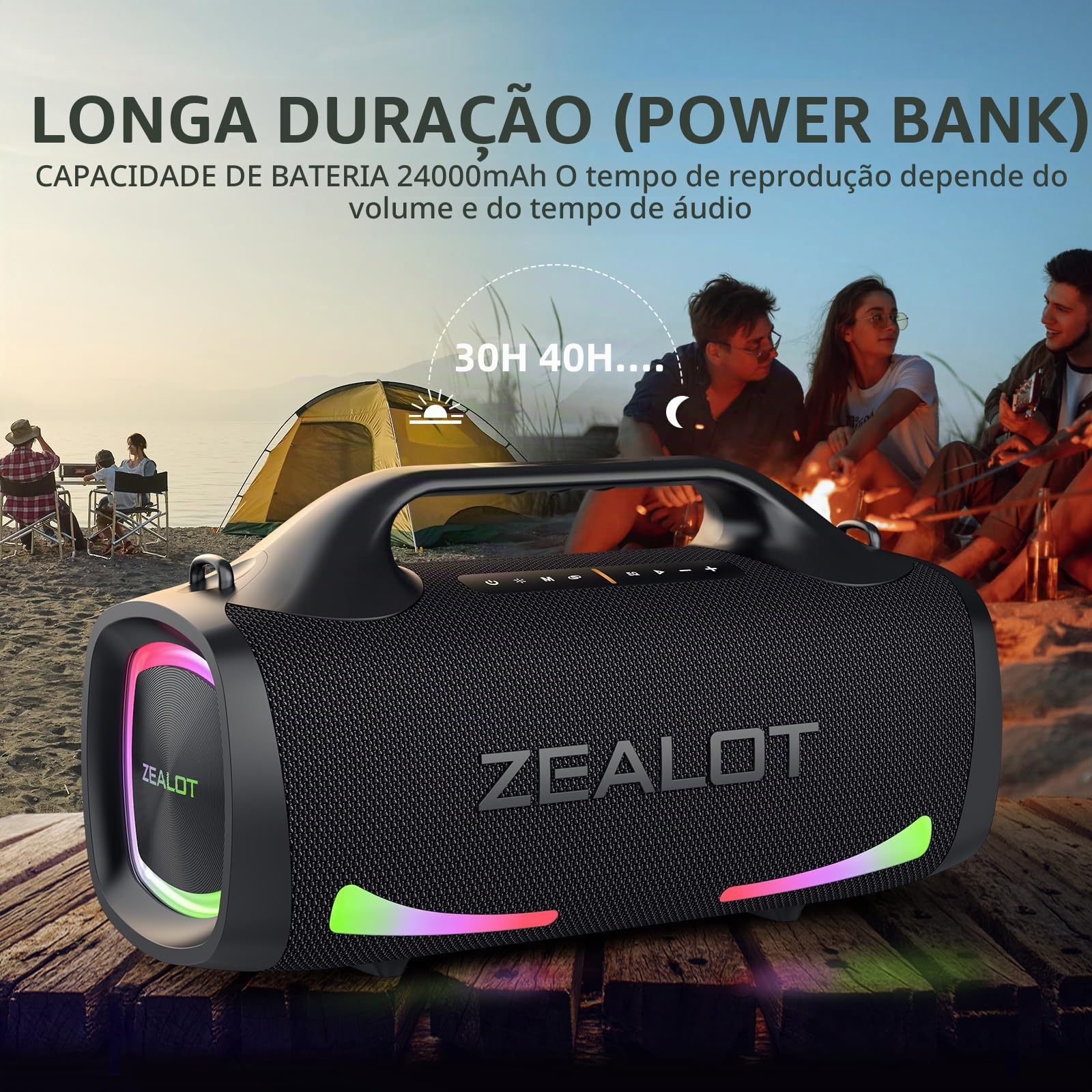 ZEALOT Alto-falante Bluetooth, alto-falantes de som de pico de 150