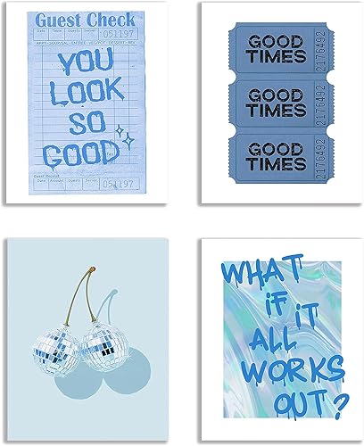 KEUSPI Preppy - Póster artístico de pared con texto en inglés "You Look So Good Guest Check Good Times" de color rosa con texto en inglés "You Look