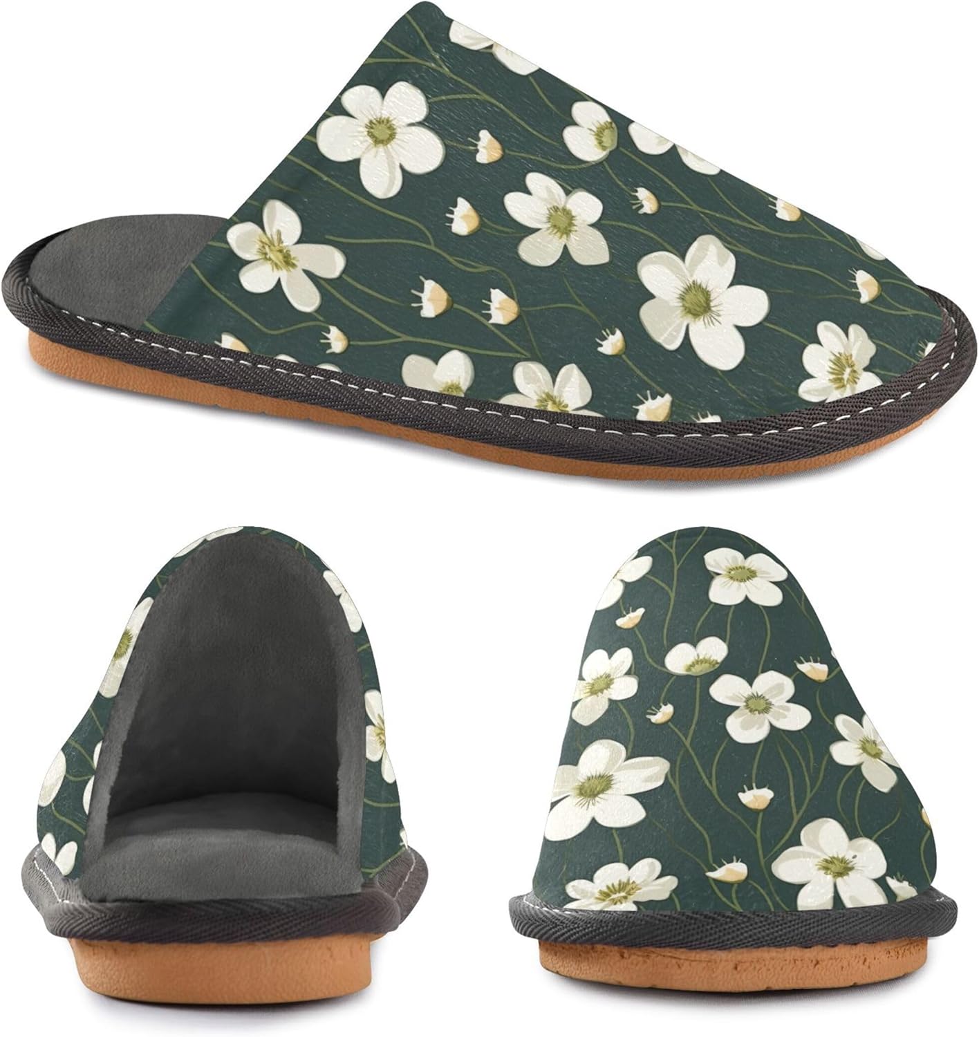 Flowers House Slippers – Cozy Fuzzy Slippers for Guests, Washable & Disposable, Perfect for Shoeless Home, Spa & Hotel Use A111598