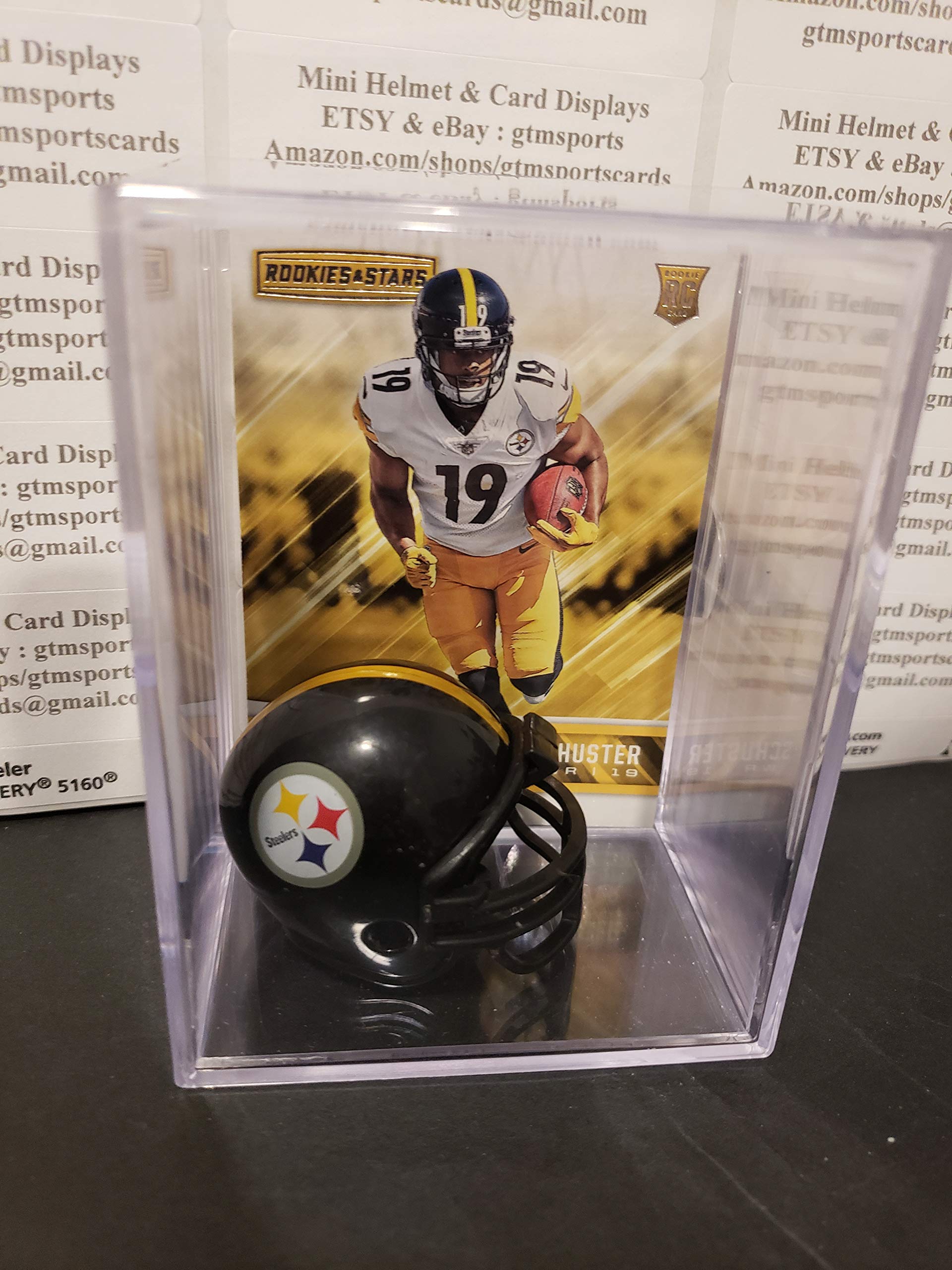 JuJu Smith-Schuster Pittsburgh Steelers Mini Helmet Card Display  Collectible Auto Shadowbox Autograph