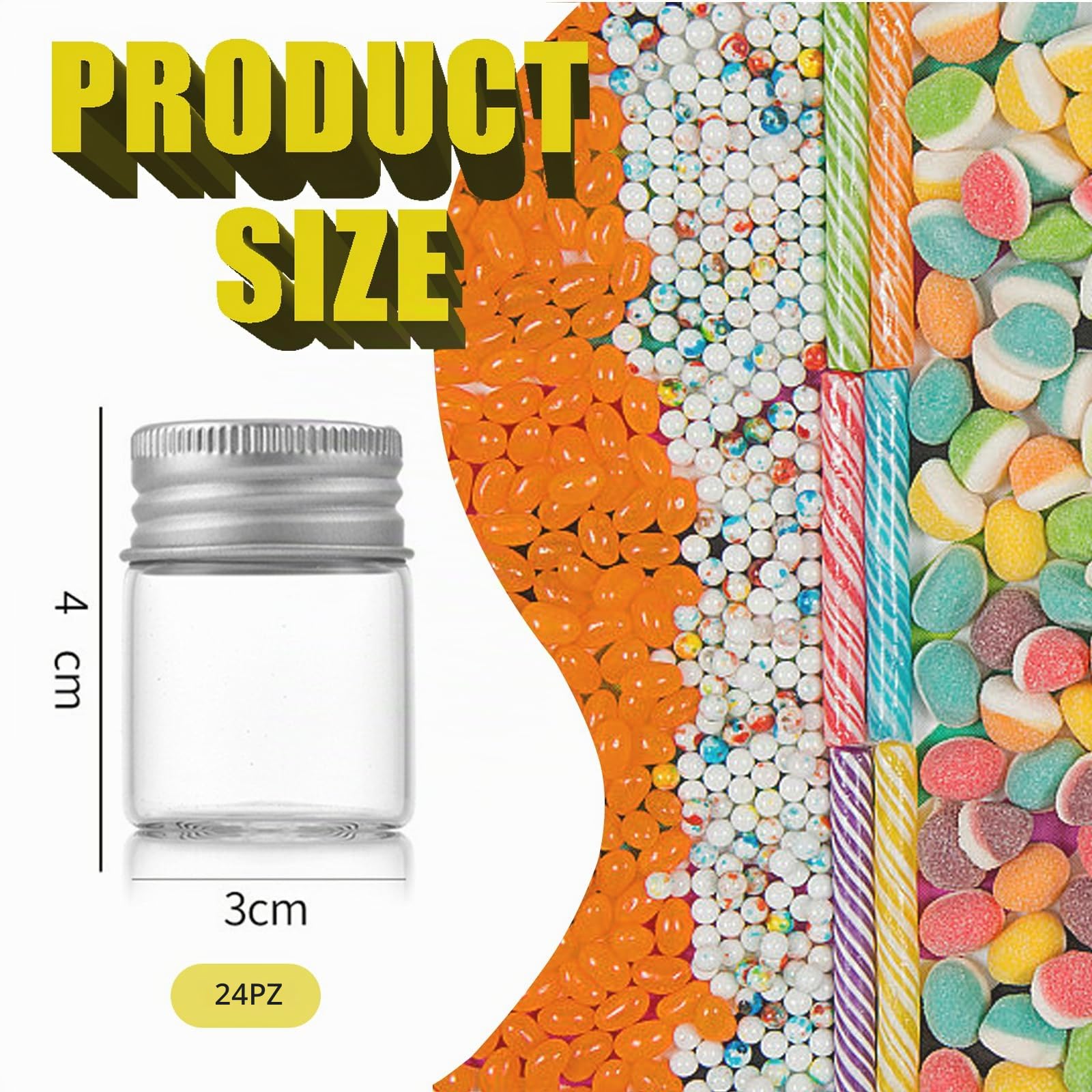 24 Flaconi di Vetro con Tappo in Alluminio Bottiglia,15ml Piccole Bottiglie di Vetro Fiale per Campioni Bottiglie,con Tappo a Vite per Feste,Spezie,Artigianato e Caramelle