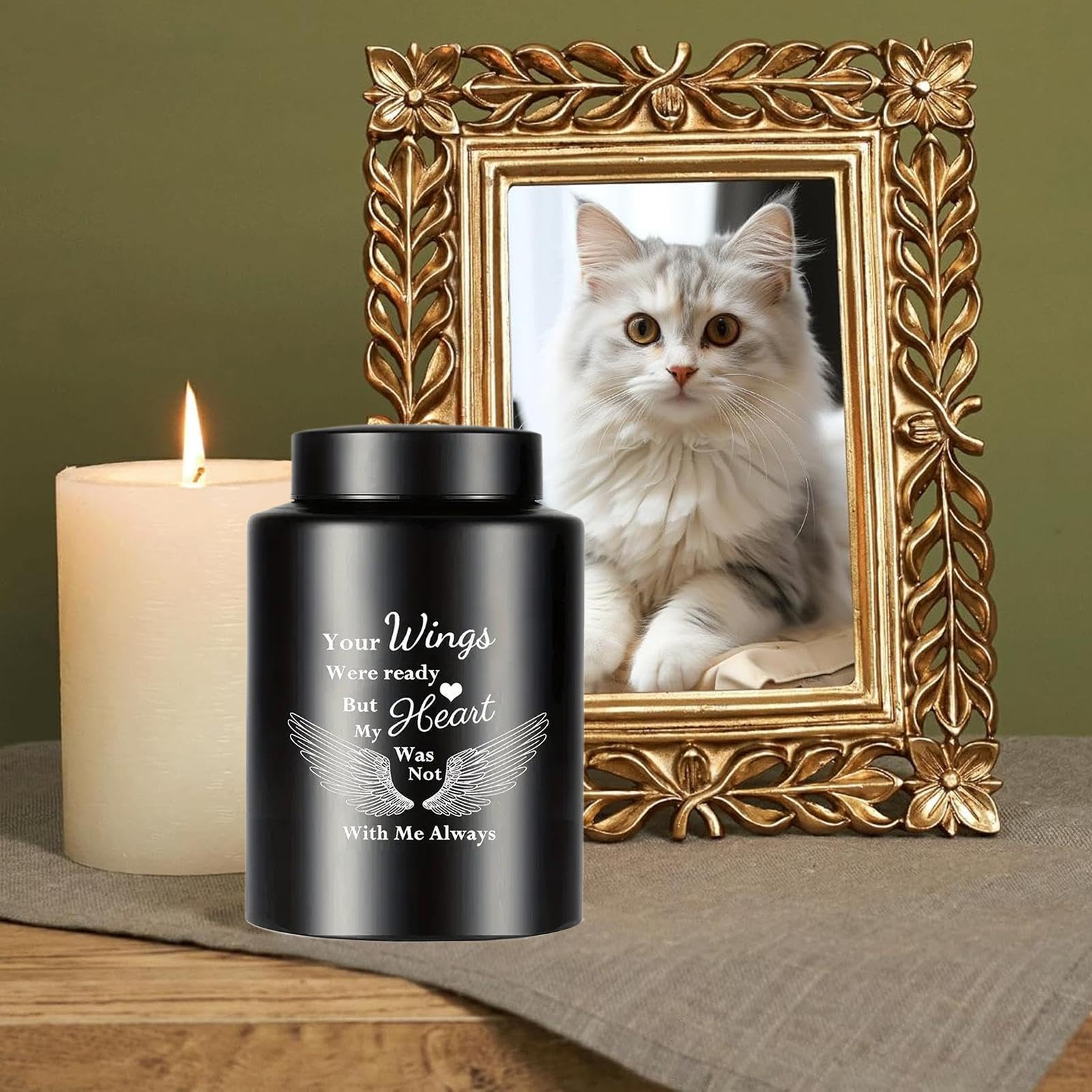 Urne per ceneri di cane,Urna funeraria per ceneri di animali domestici - Acciaio inossidabile con ala d'angelo - Souvenir commemorativo per animali domestici - Mostra in casa o sepoltura esterna