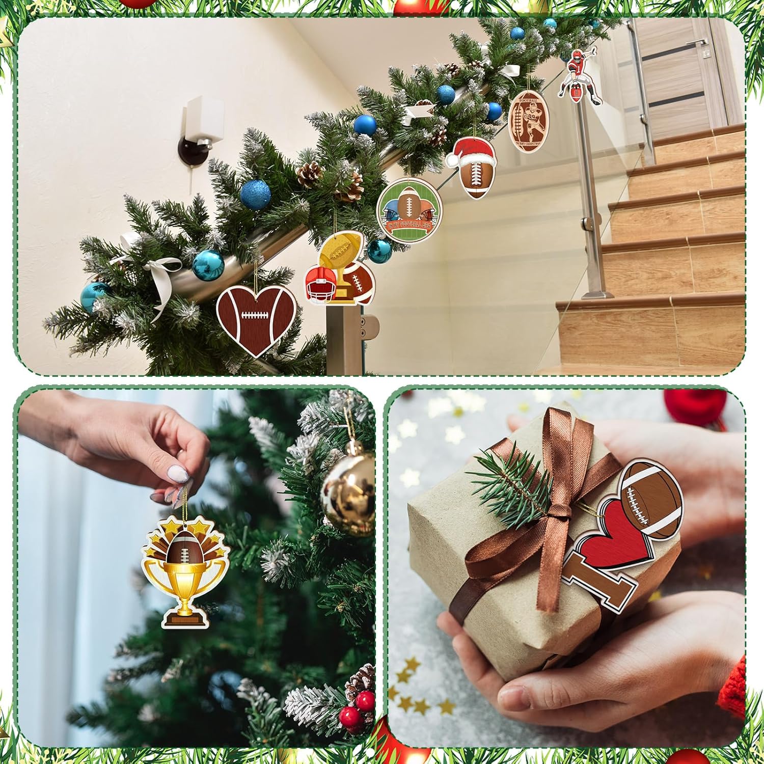 Chunful 36 Pcs Football Ornaments Wooden Football Ornament for Tree Bulk Hanging Tree Decorations DIY Crafts Sports Lover Gifts for Sport Game Day Party Supplies - Image 6