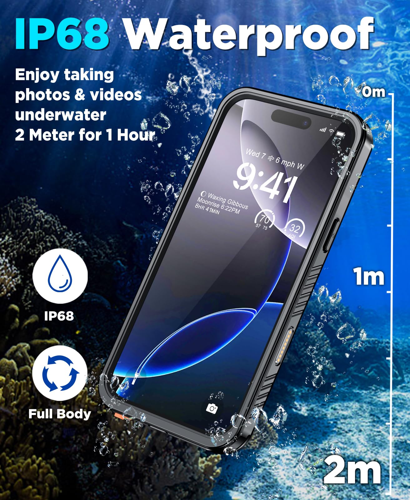 Beeasy for iPhone 16 Pro Case Waterproof, Shockproof, Dustproof, Built-in Screen Protector, 360 Degree Full Body Protection - Image 3
