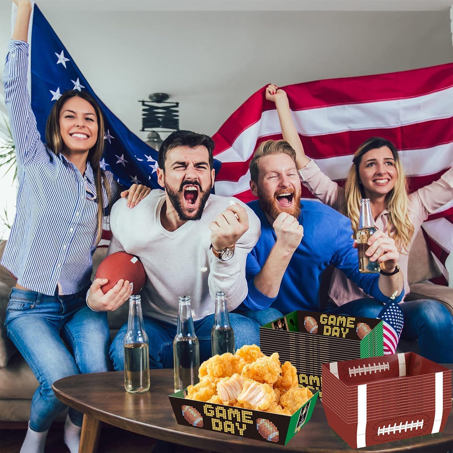 Football Party Decorations 50Pack Football Food Plates Paper Food Tray