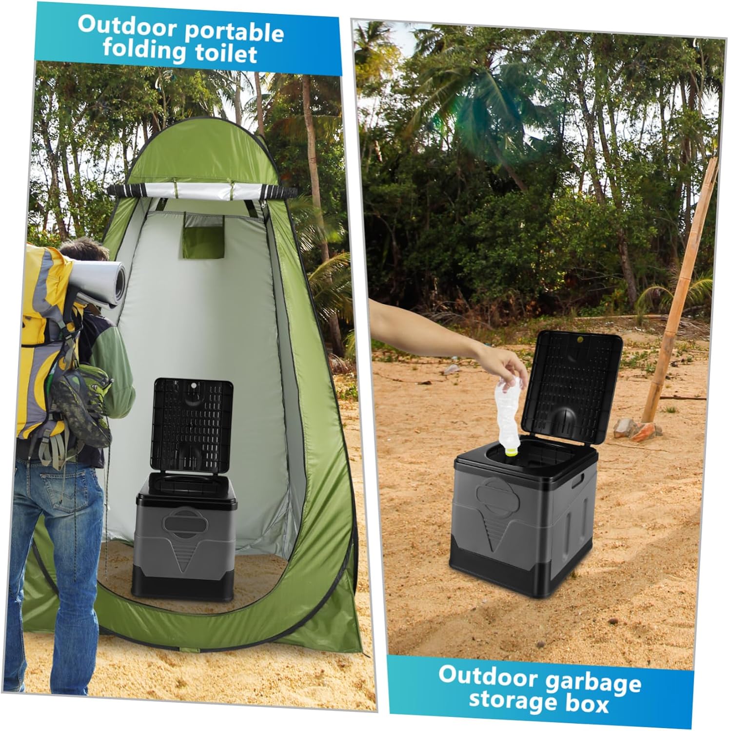 PRETYZOOM Folding Portable Car Toilet for Adults Camping Accessory Easy to Clean Structure