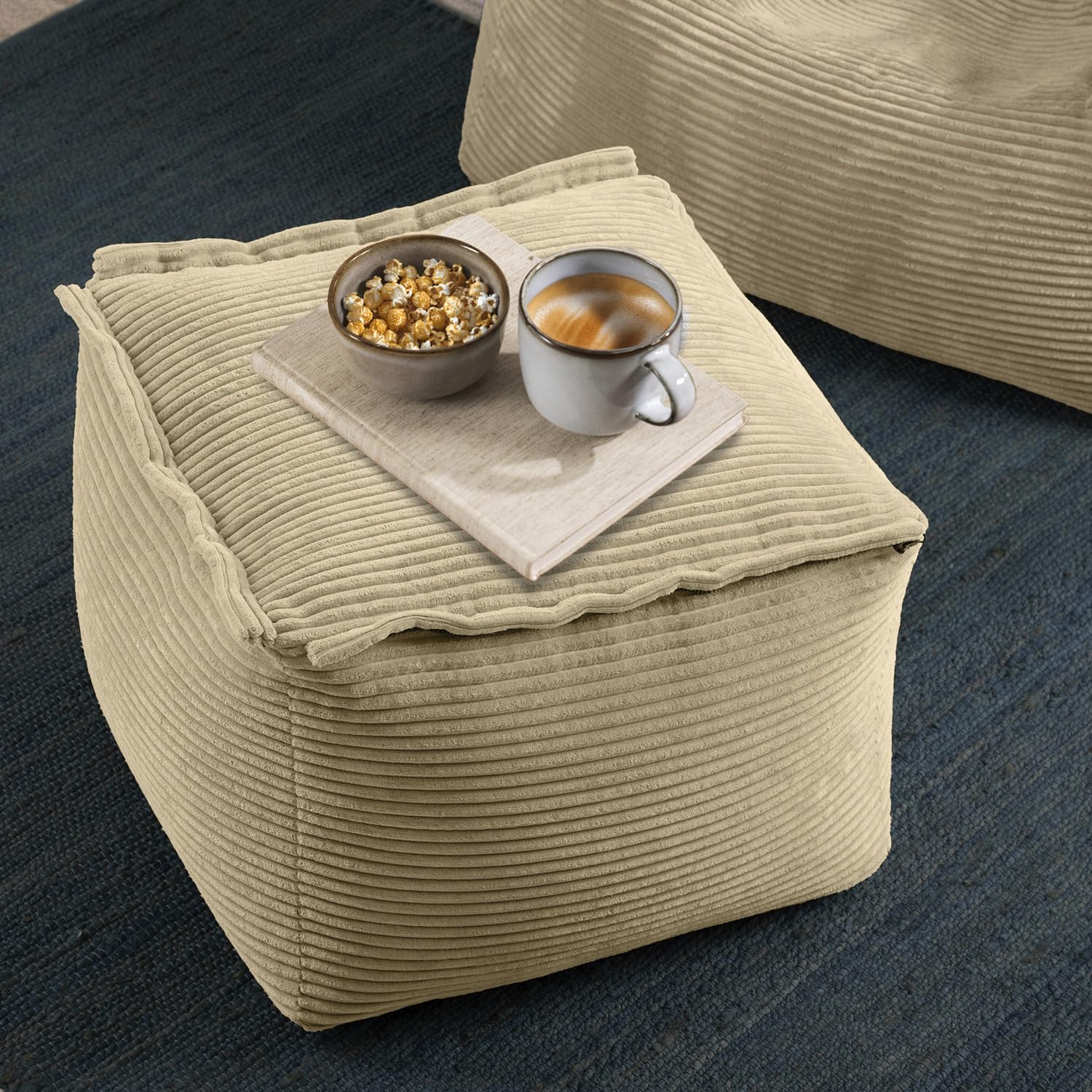 LUMALAND Ensemble modulaire basique en velours côtelé - Canapé avec fauteuil et pouf - 5 sacs d'intérieur avec rembourrage - Canapé modulaire avec perles EPS - Coussin d'assise XXL pour salon, chambre