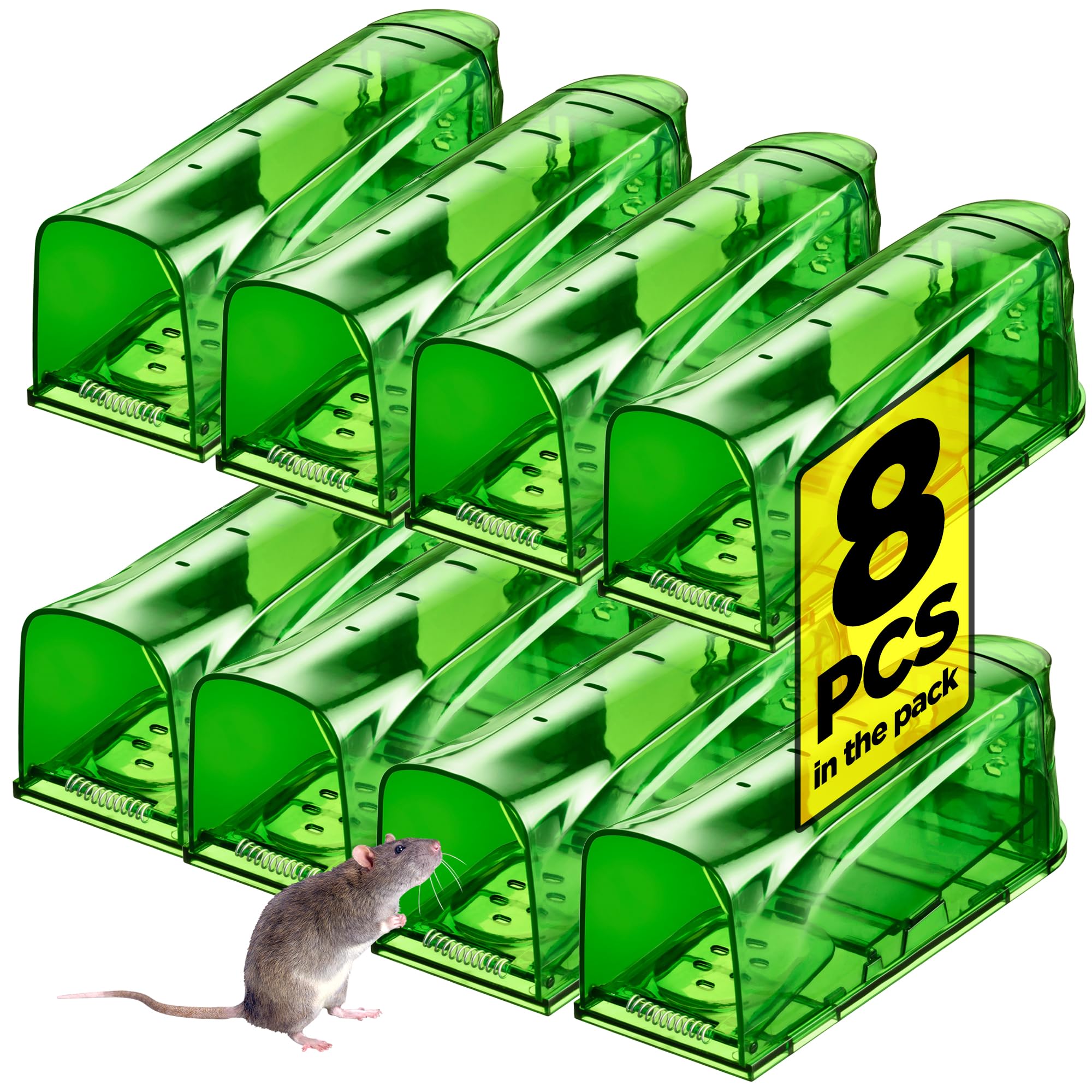 TrazonHumane Mouse Traps Catch and Release That Work No Kill Live Reusable Mouse Traps for House Garage Outside Small Mice Multiple Mice - 8 Pack