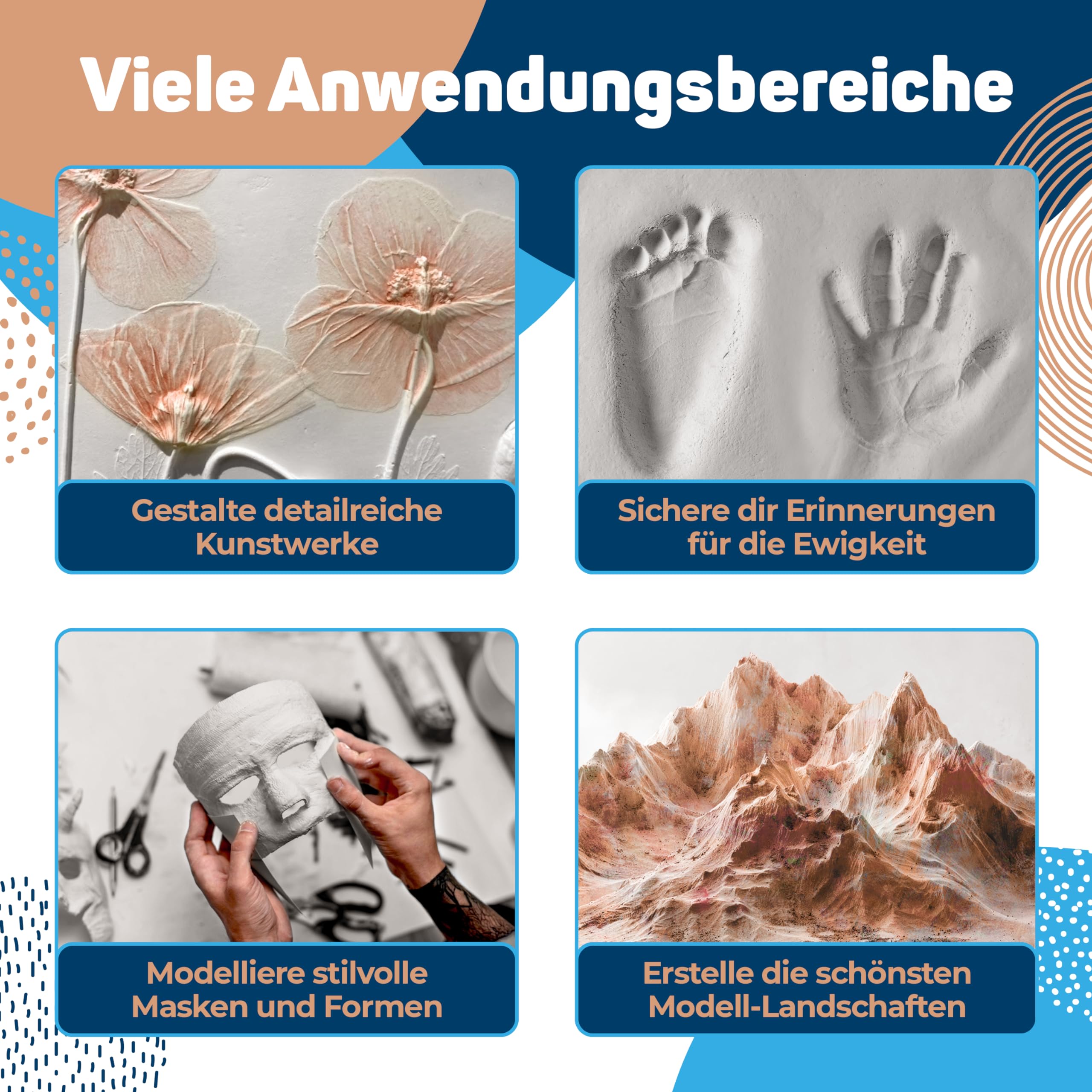 Work'n'life Modellgips aus Alabastergips für Gießen & Modellbau 25 kg | Feiner Modellgips für detailreiche Gussarbeiten mit glatter Oberfläche – einfach anzumischen und vielseitig einsetzbar.