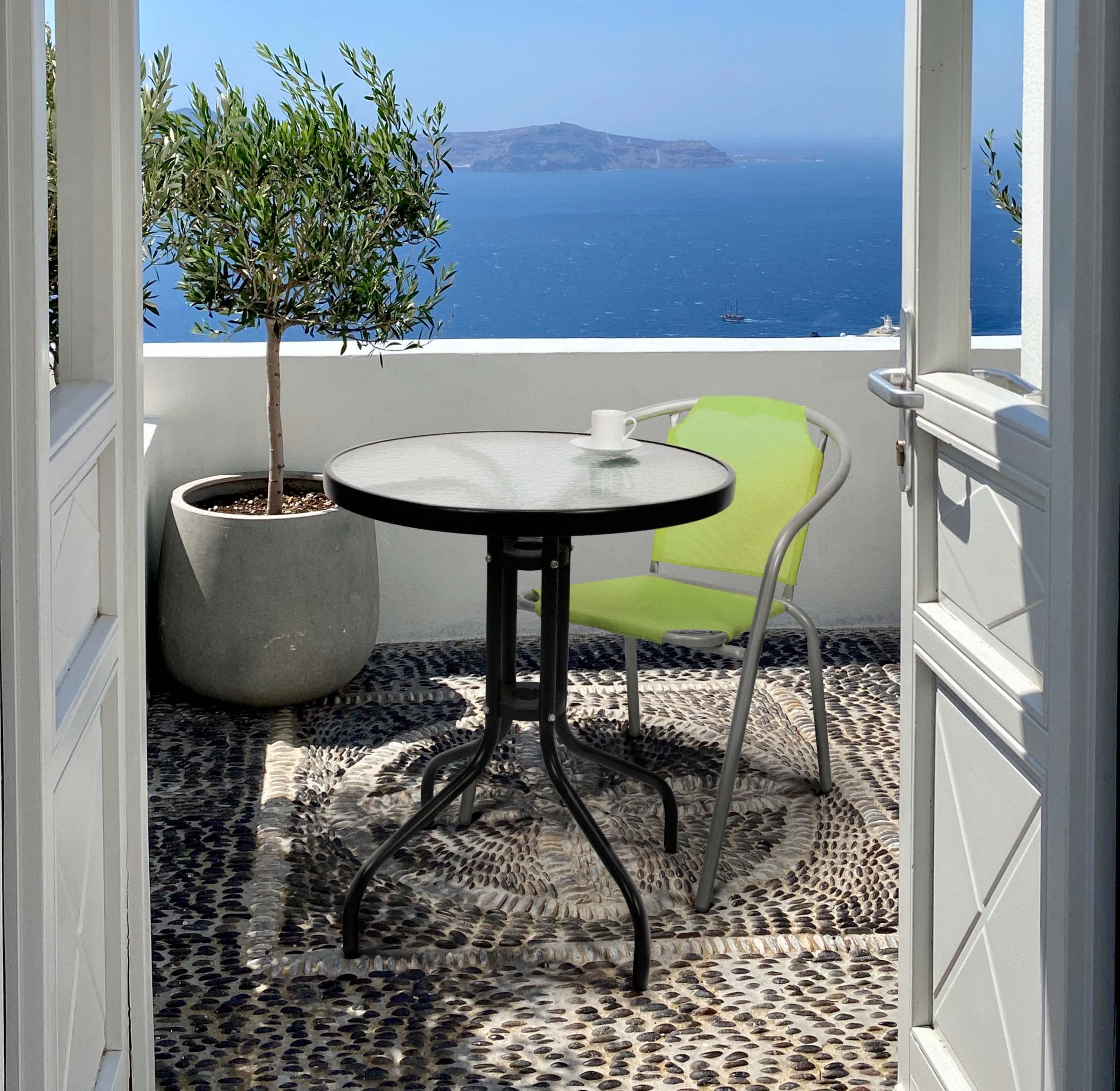 THE SECRET HOME - Pack de 2 Sillas en Lona para Jardín - Silla de Acero Apilable - Asiento de Exterior para Balcón, Terraza y Jardín con Asiento de Tela (Verde)